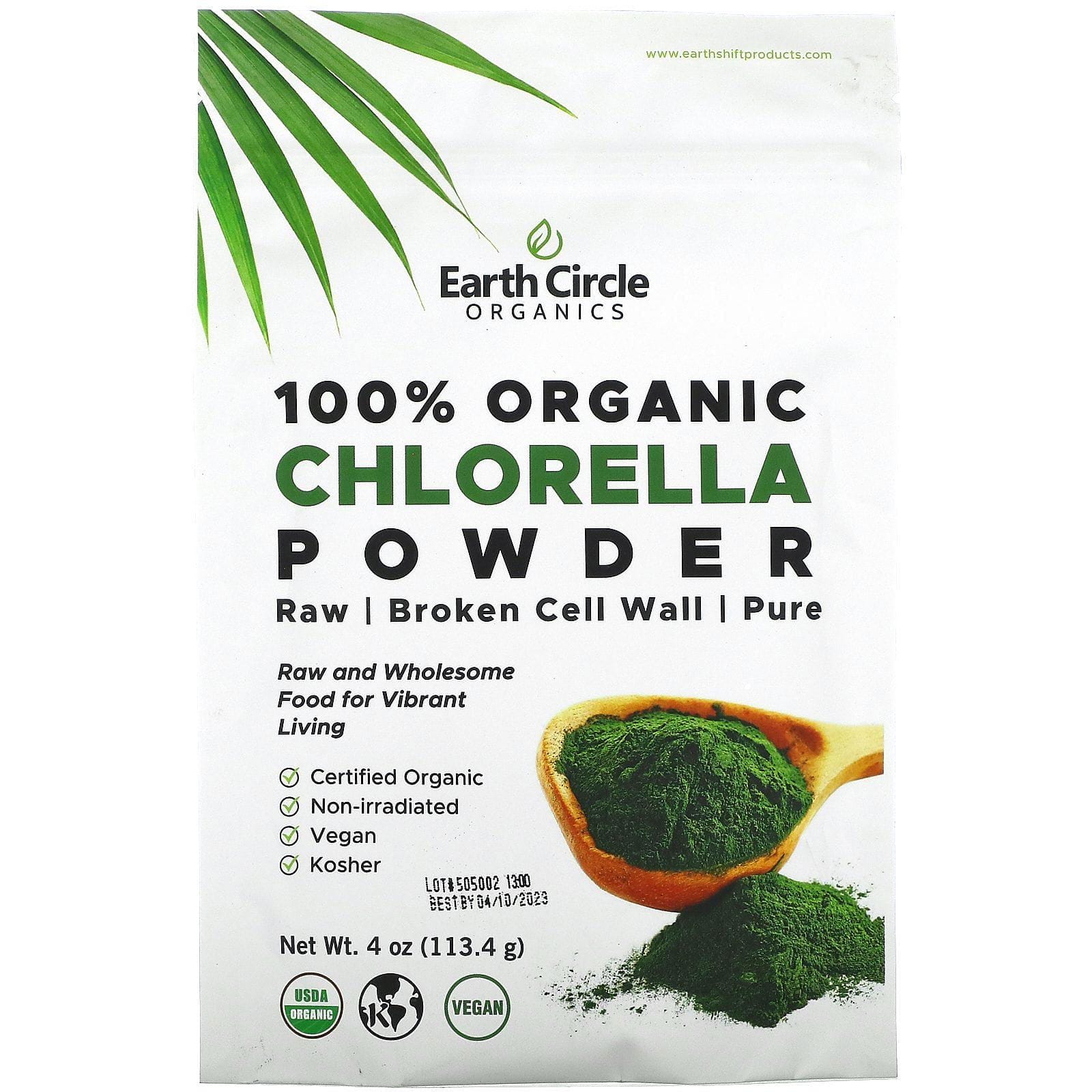 Earth Circle Organics, Chlorella en polvo, orgánico sin procesar, 4 oz (113 g)