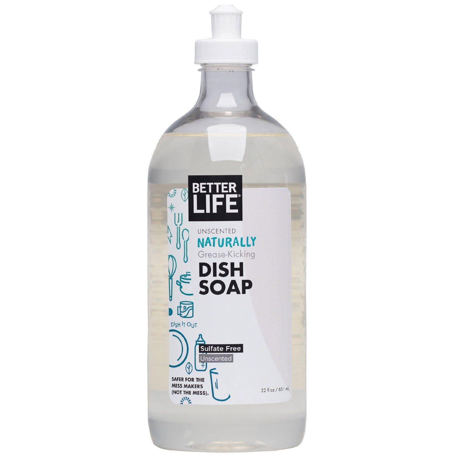 Better Life, Jabón lavaplatos, sin fragancia, 22 fl oz (651 ml)
