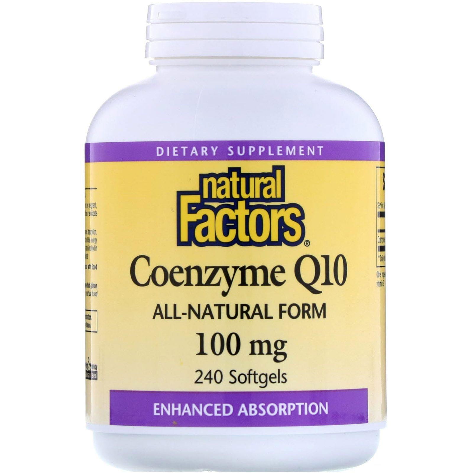 Natural Factors, Coenzima Q10, 100 mg, 240 cápsulas suaves