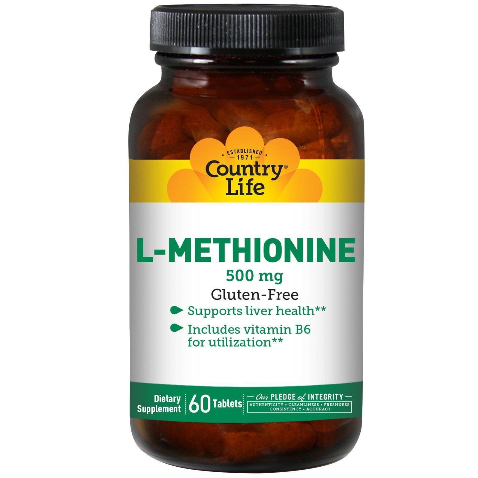 Country Life, L-Metionina, 500 mg, 60 comprimidos