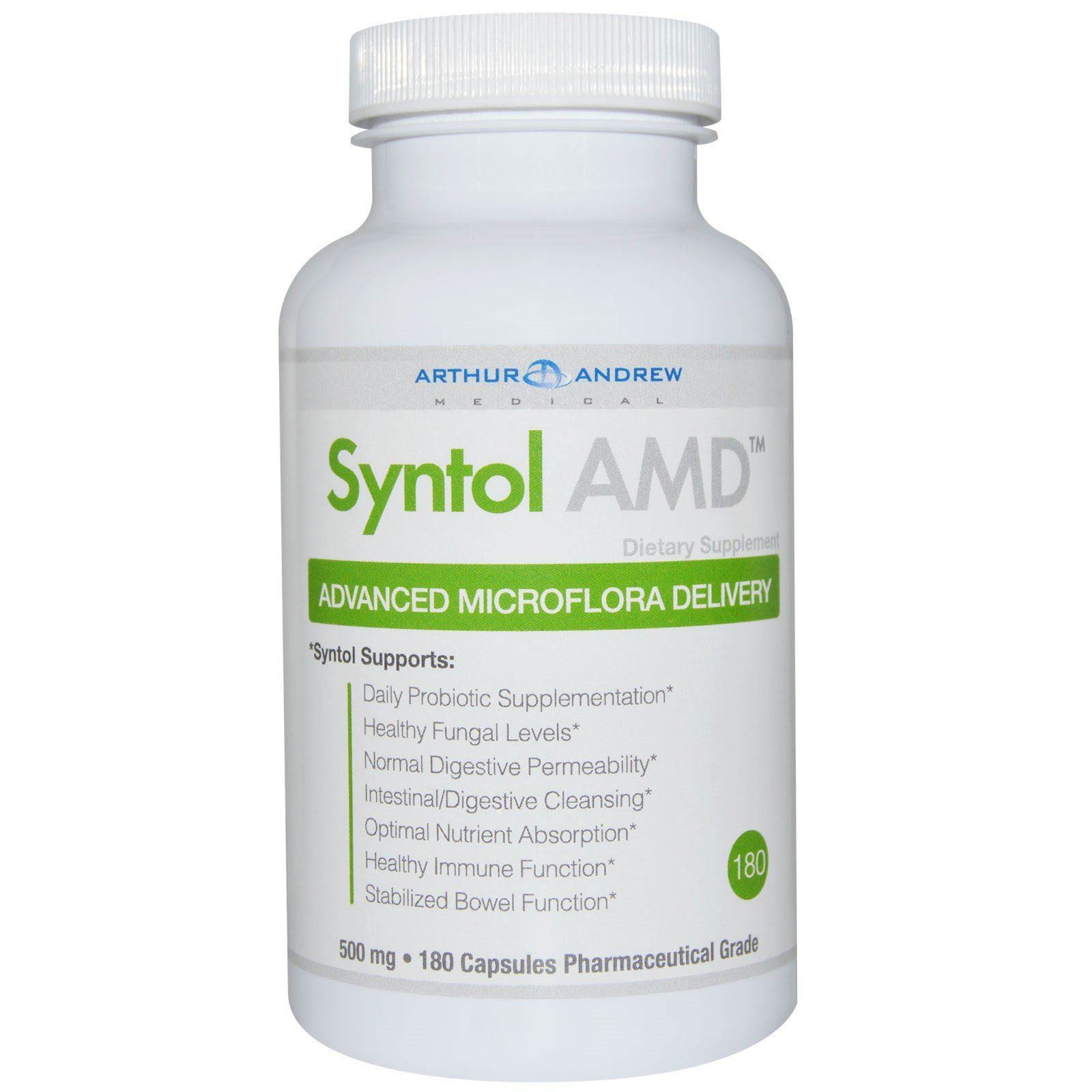 Arthur Andrew Medical, Syntol AMD, suministro avanzado de microflora, 500 mg, 180 cápsulas