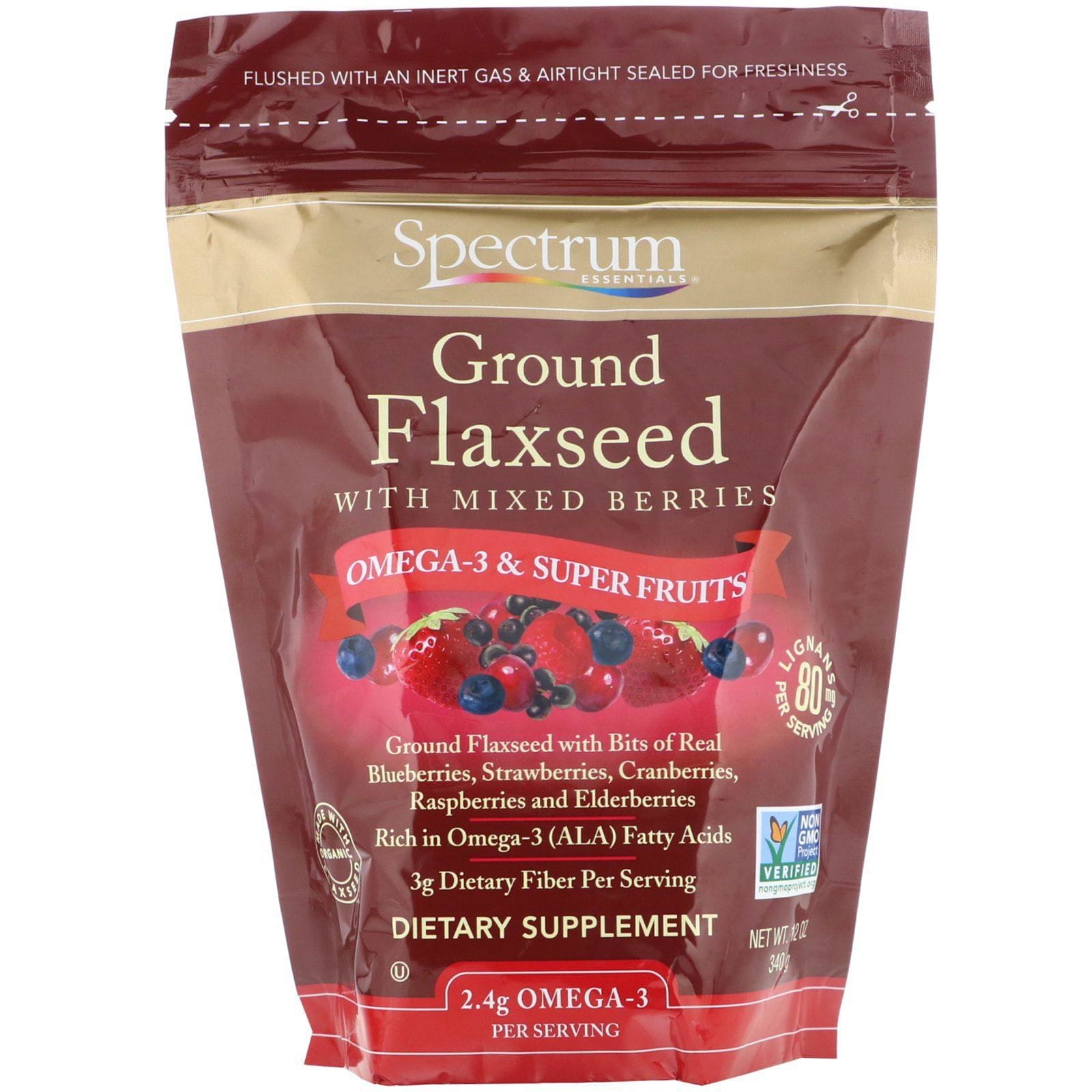 Spectrum Essentials, Linaza molida con mezcla de frutos del bosque, 340 g (12 oz)
