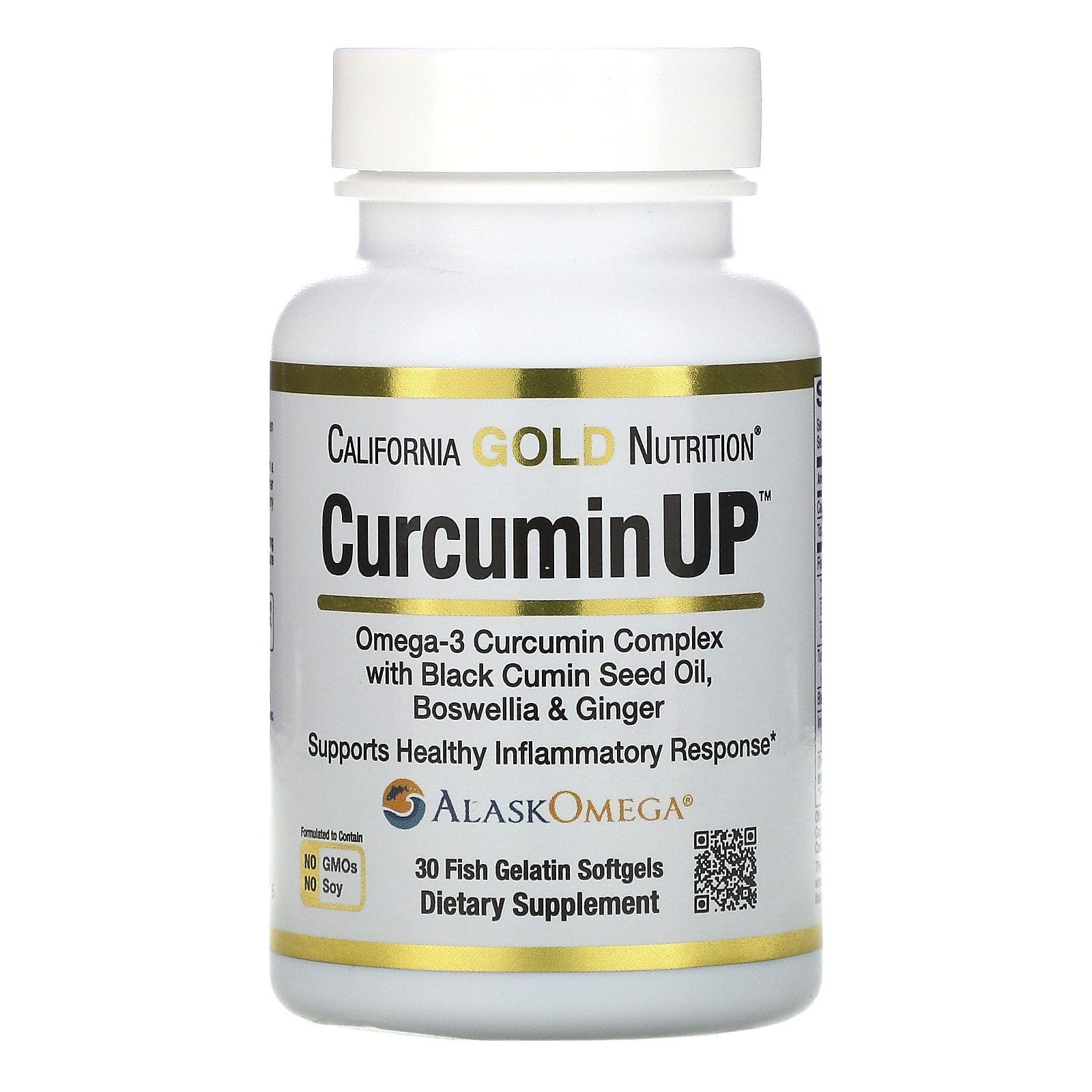 California Gold Nutrition, CurcuminUP, Complejo de curcumina y omega-3, Protección contra la inflamación, 30 cápsulas blandas de gelatina de pescado