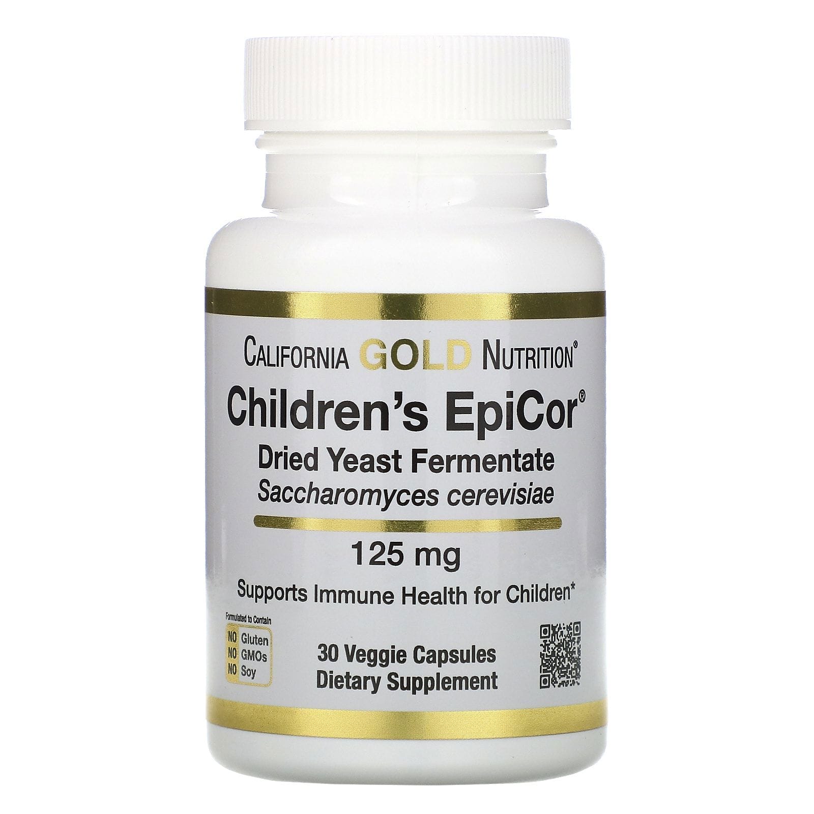 California Gold Nutrition, EpiCor para niños, 125 mg, 30 cápsulas vegetales