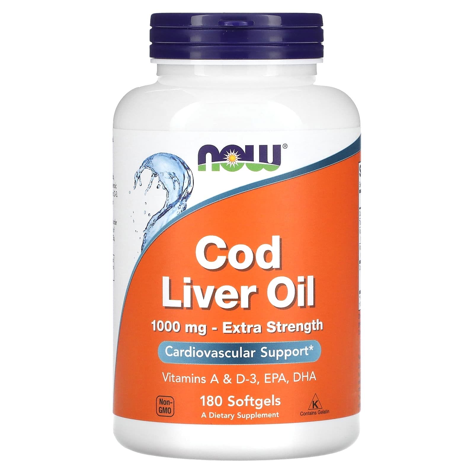 NOW Foods, Aceite de Hígado de Bacalao, 1,000 mg, 180 Capsulas de Gel Suave