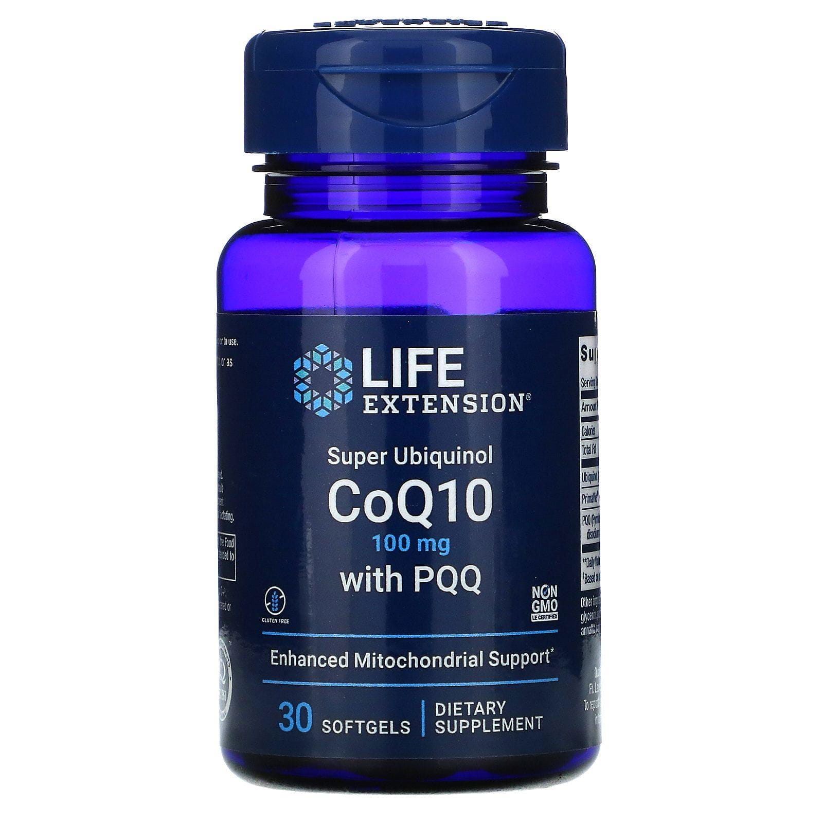 Life Extension, CoQ10 en forma de superubiquinol con PQQ, 100 mg, 30 cápsulas blandas