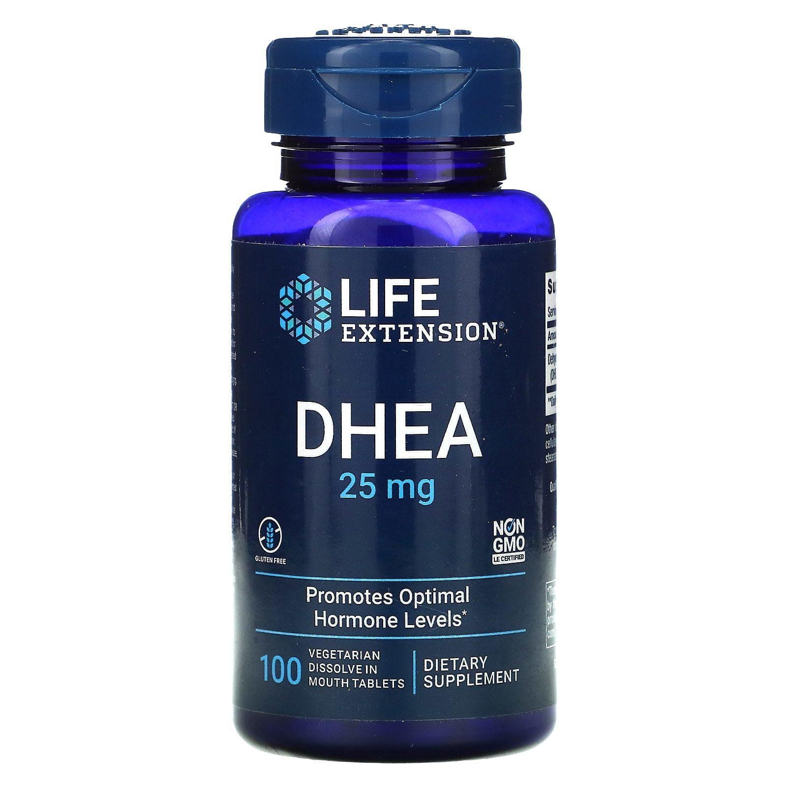 Life Extension, DHEA, 25 mg, 100 tabletas de disolución en la boca