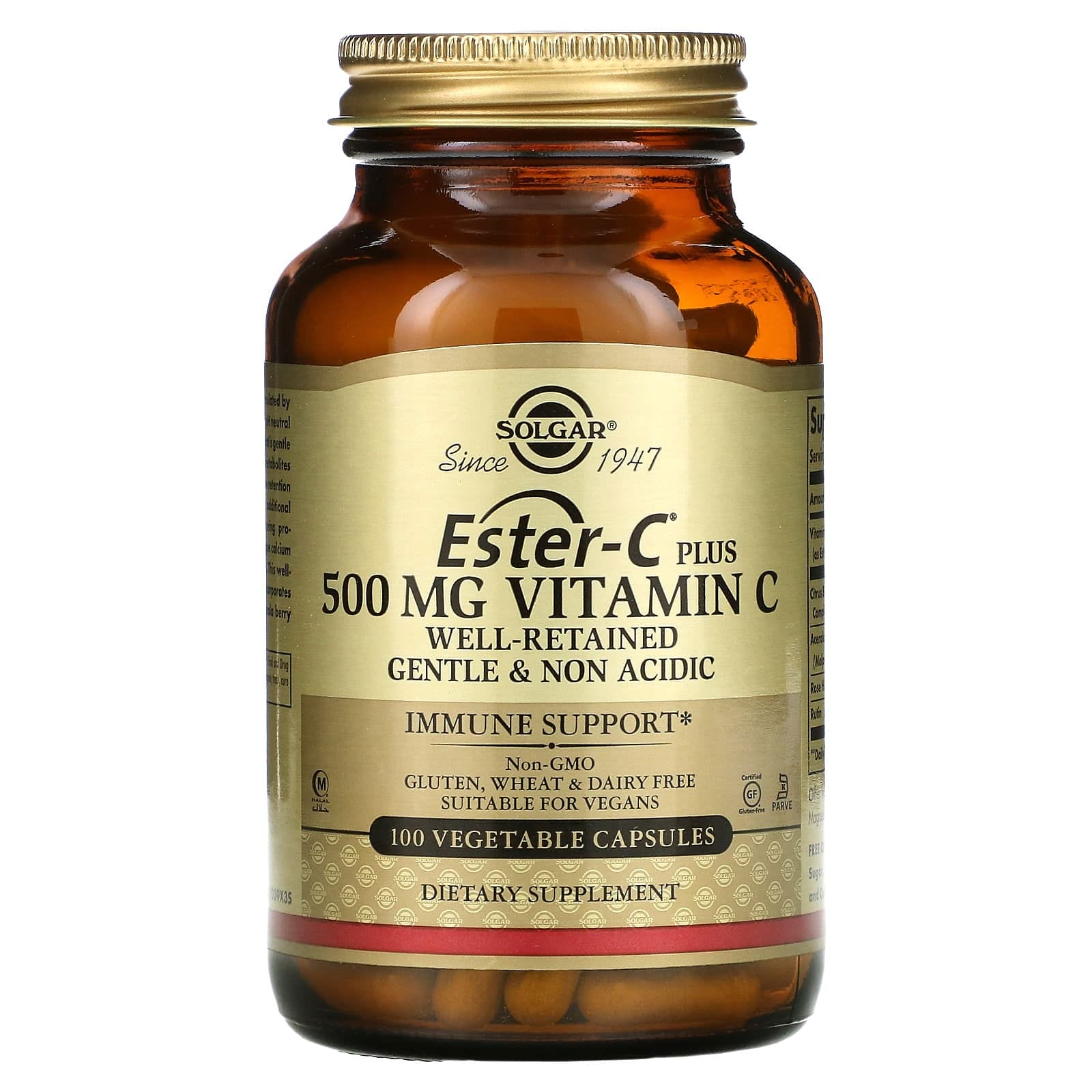 Solgar, Ester-C Plus, Vitamina C, 500 mg, 100 cápsulas vegetales