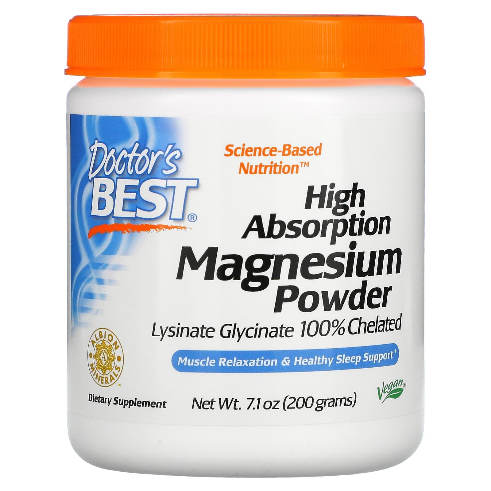 Doctor's Best, Magnesio de alta absorción en polvo, 200 g (7,1 oz)