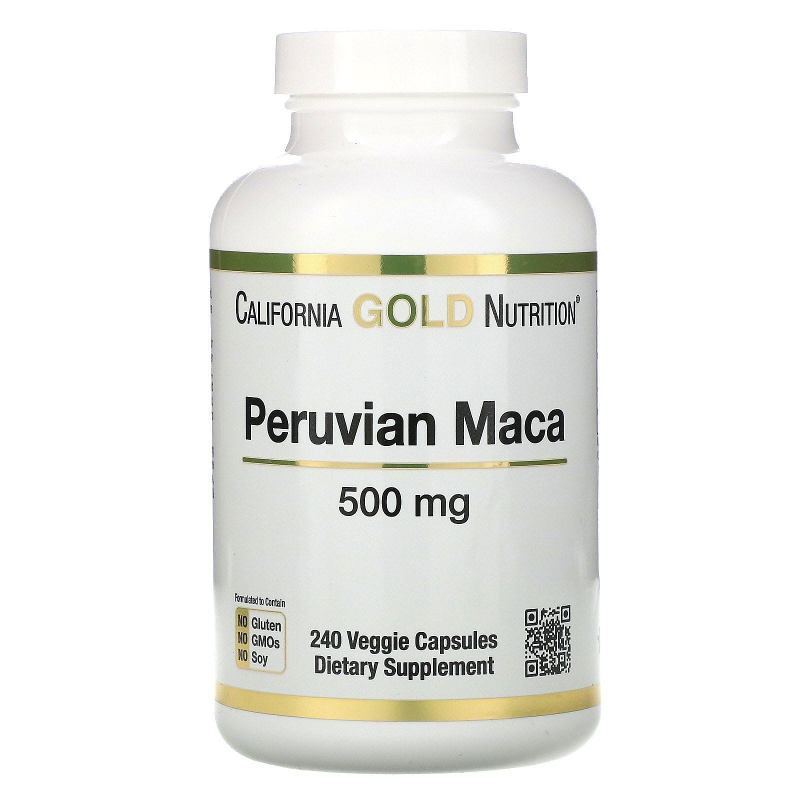 California Gold Nutrition, Maca peruana, 500 mg, 240 cápsulas vegetales