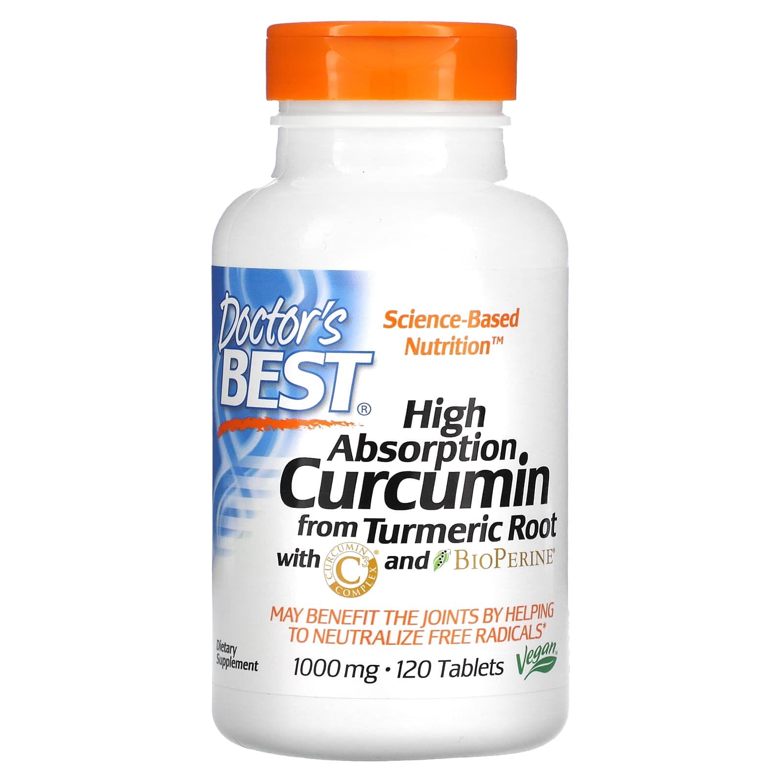 Doctor's Best, Curcumina de alta absorción, 1000 mg, 120 comprimidos