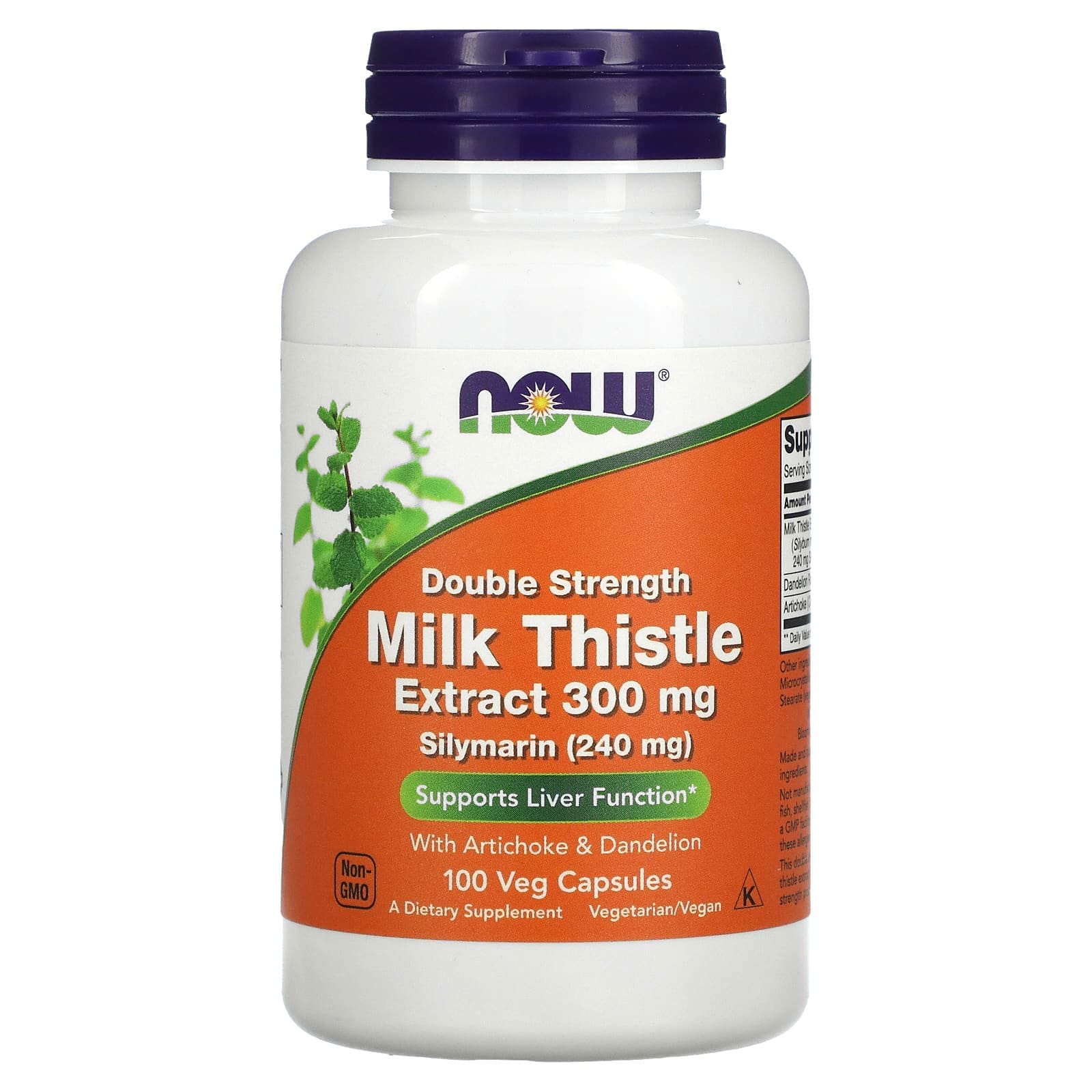 NOW Foods, Silimarina con doble concentración, 300 mg, 100 cápsulas vegetales