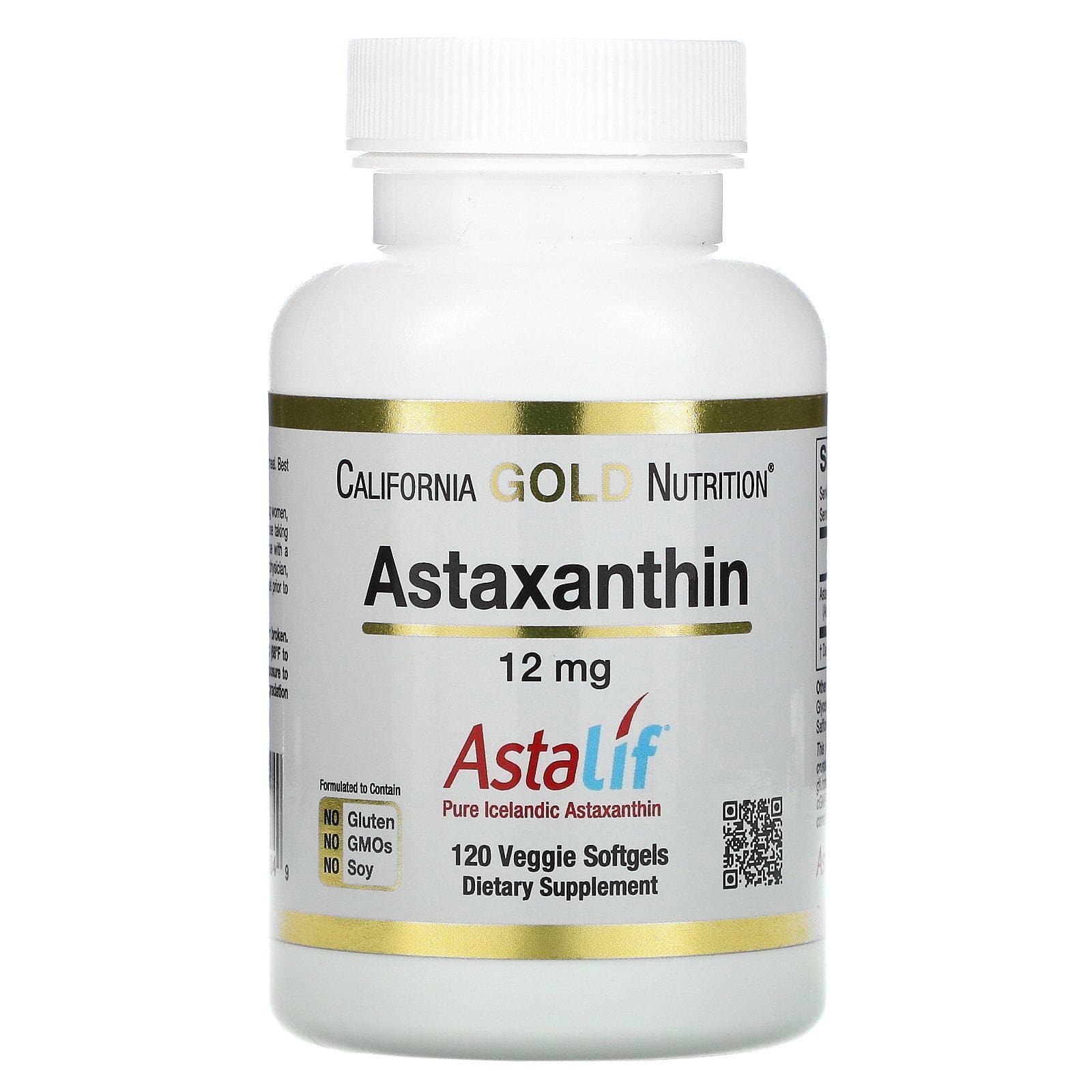 California Gold Nutrition, Astaxantina, AstaLif Pure Icelandic, 12 mg, 120 cápsulas blandas vegetales