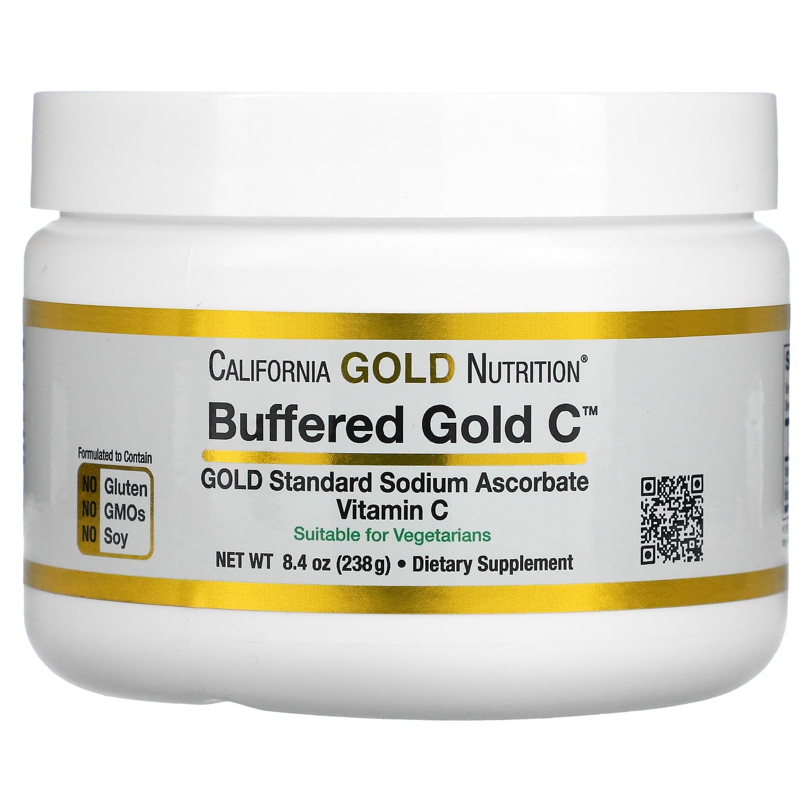 California Gold Nutrition, Gold C, Vitamina C regulada no ácida en polvo, Ascorbato de sodio, 238 g (8,40 oz)