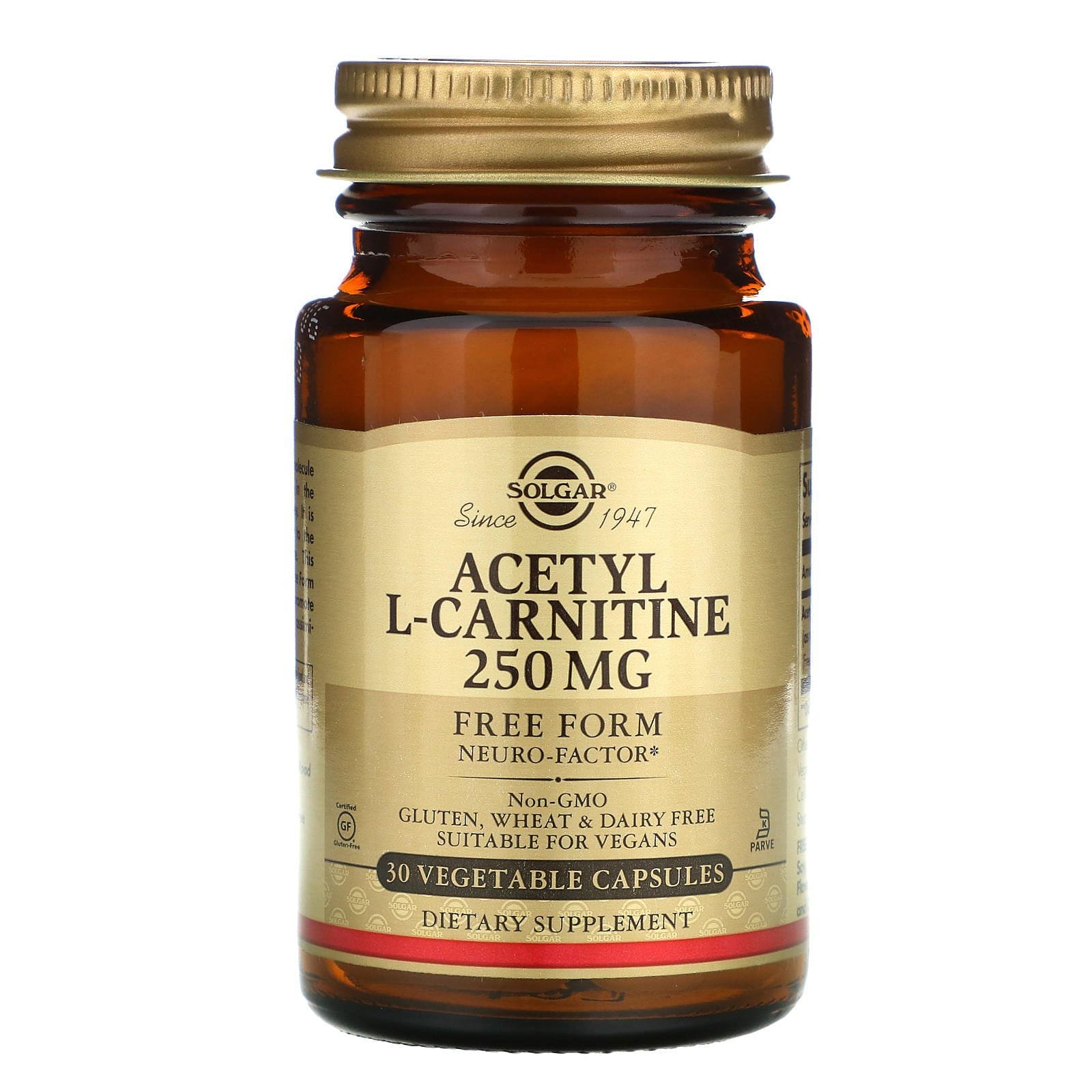 Solgar, Acetil L-Carnitina, 250 mg, 30 Cápsulas Vegetales