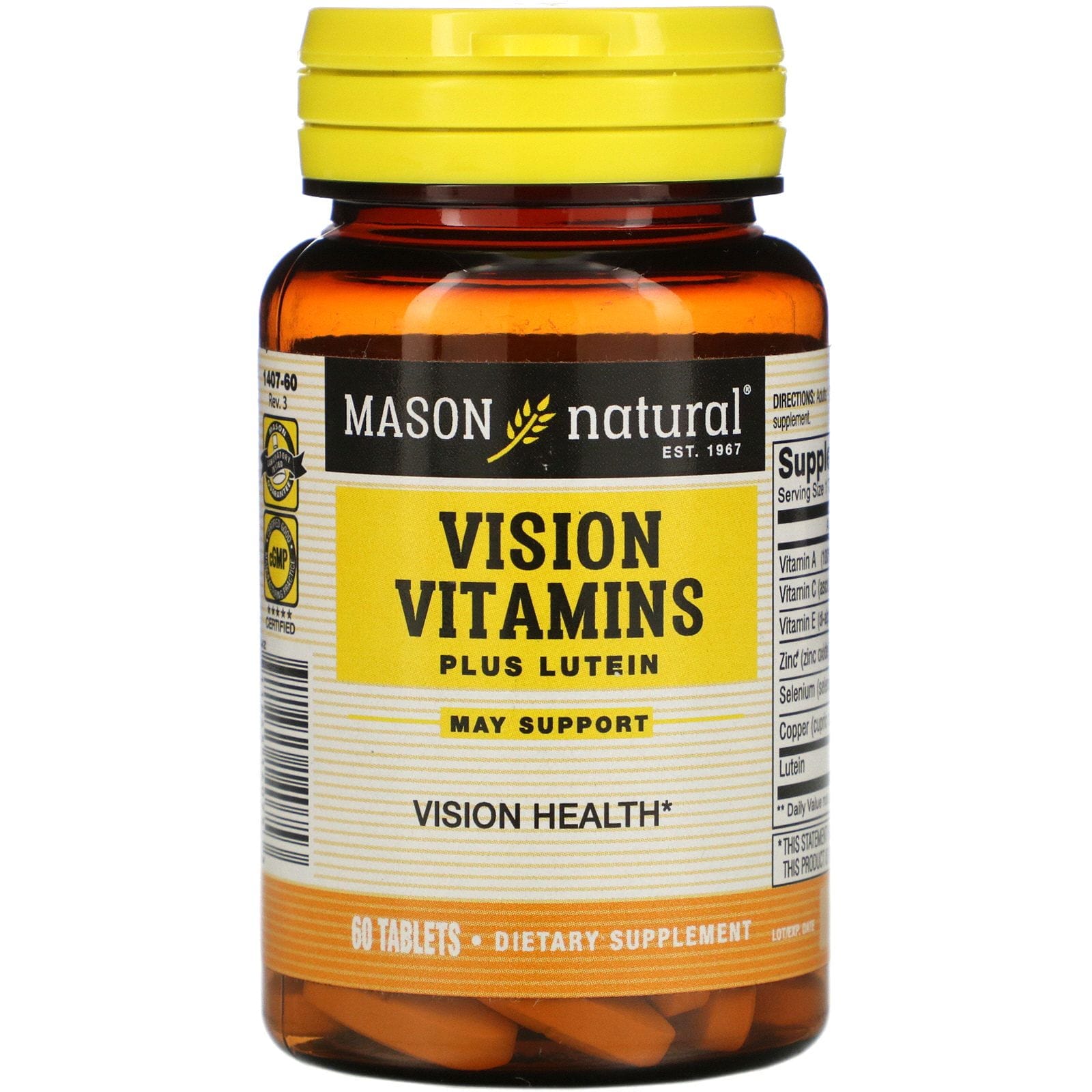 Mason Natural, Vitaminas más luteína para la visión, 60 comprimidos