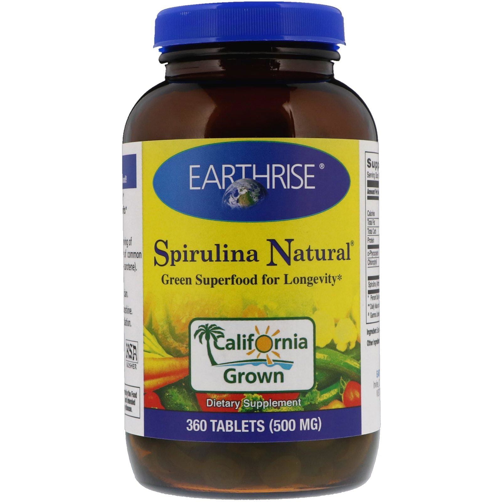 Earthrise, Espirulina Natural, 500 mg, 360 Comprimidos
