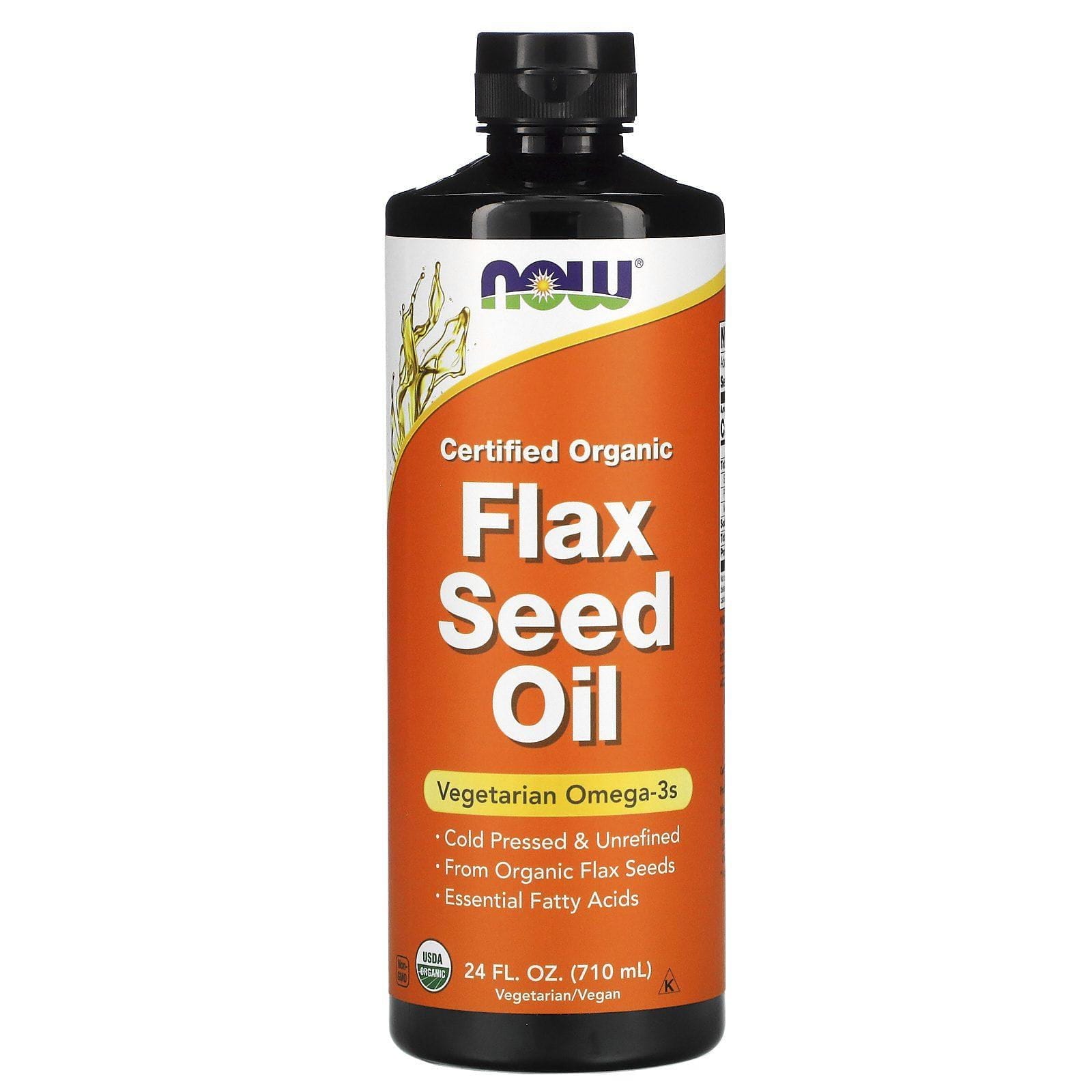 Now Foods, Aceite de semilla de lino certificado orgánico, 24 fl oz (710 ml)