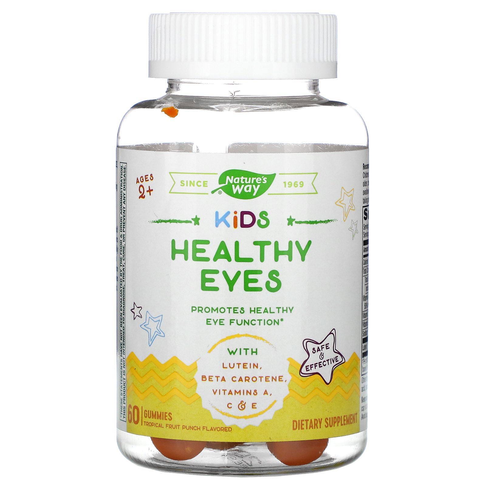 Nature's Way, Kids, Ojos sanos, Ponche de frutas tropicales para niños mayoresde 2 años, 60 gomitas