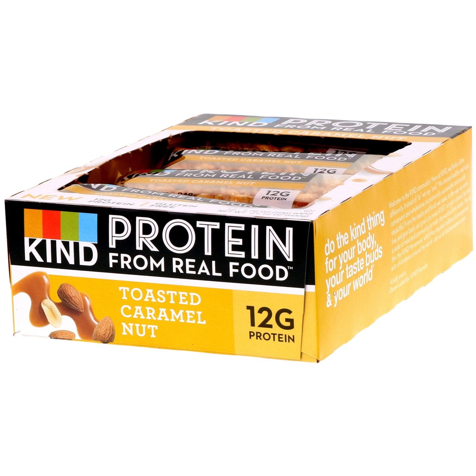 KIND Bars, Barras de proteínas, nuez tostada acaramelada, 12 barras, 1.76 oz (50 g) c/u
