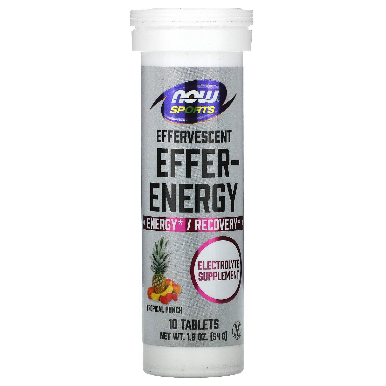 Now Foods, Sports, Effer-Energy, Ponche de frutas tropicales, 10 comprimidos, 54 g (1,9 oz)