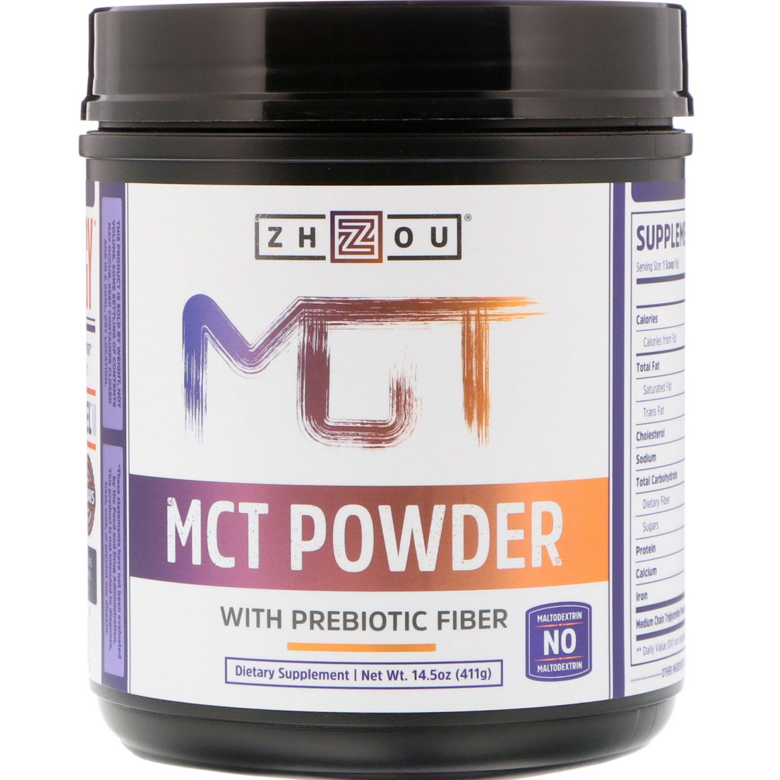 Zhou Nutrition, MCT en polvo con fibra prebiótica, 14.5 oz (411 g)