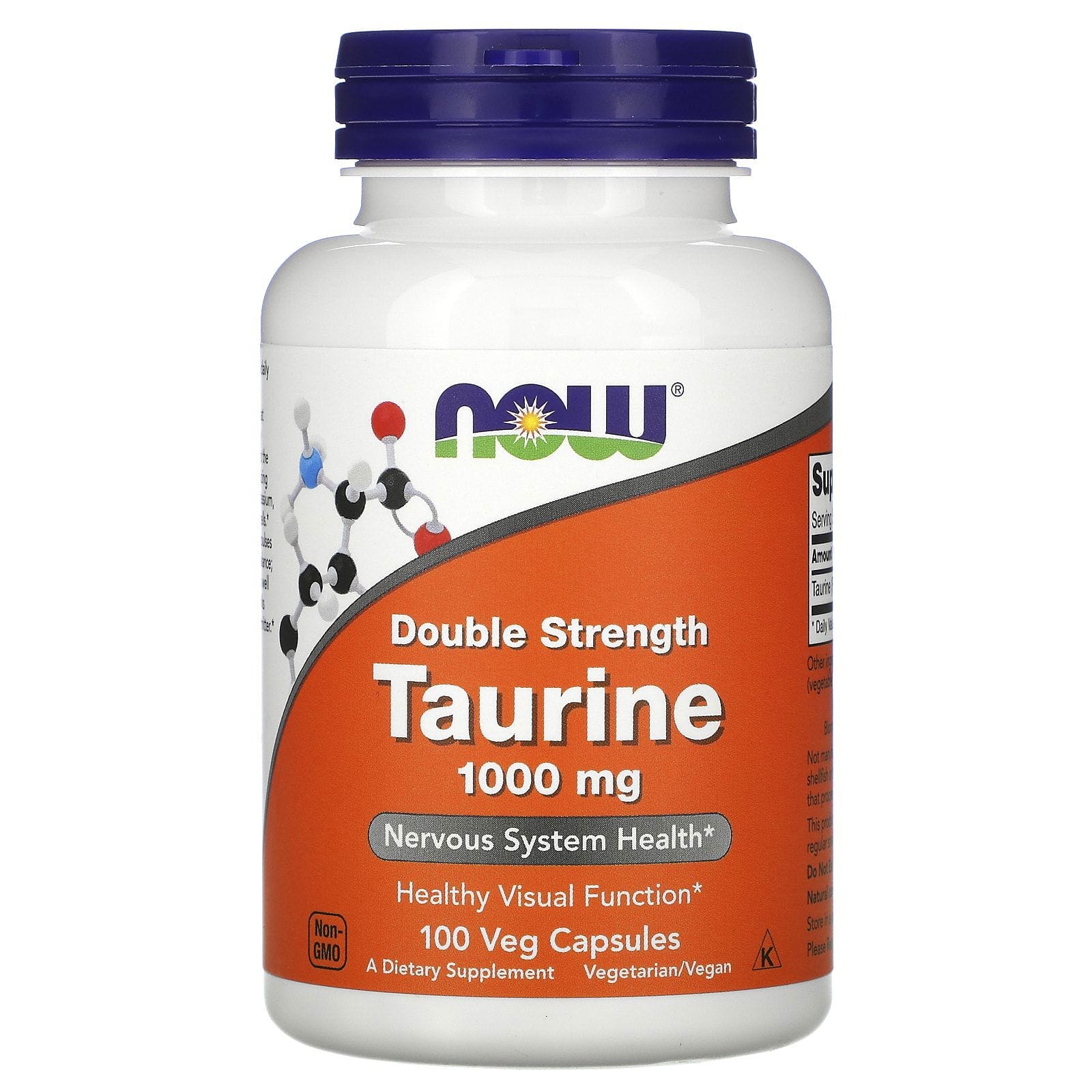 Now Foods, Taurina, Doble fuerza, 1000 mg, 100 cápsulas veganas