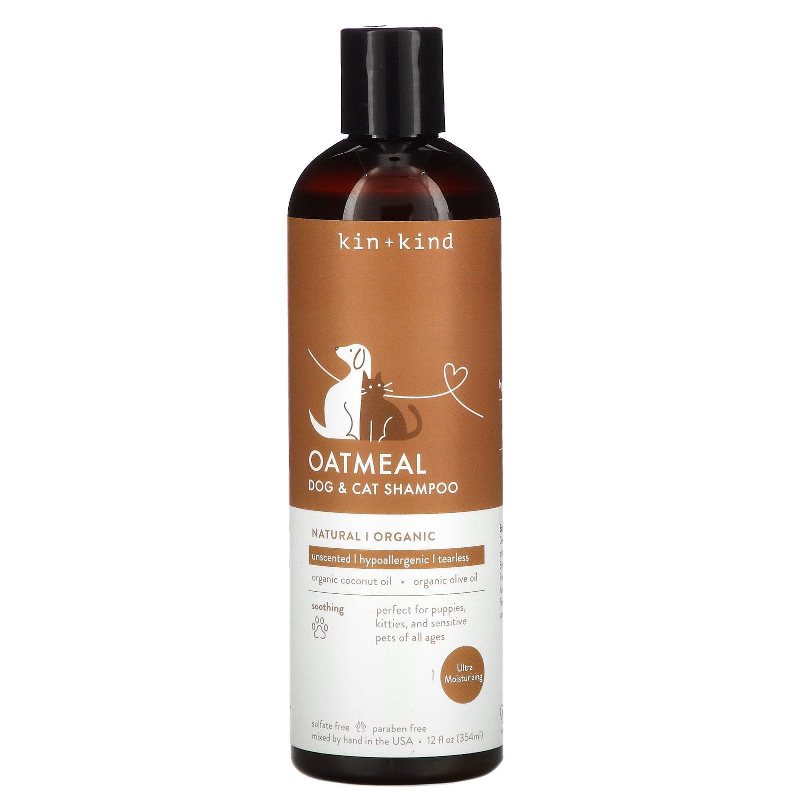 Kin+Kind, Oatmeal Dog & Cat Shampoo, Unscented, 12 fl oz (354 ml)