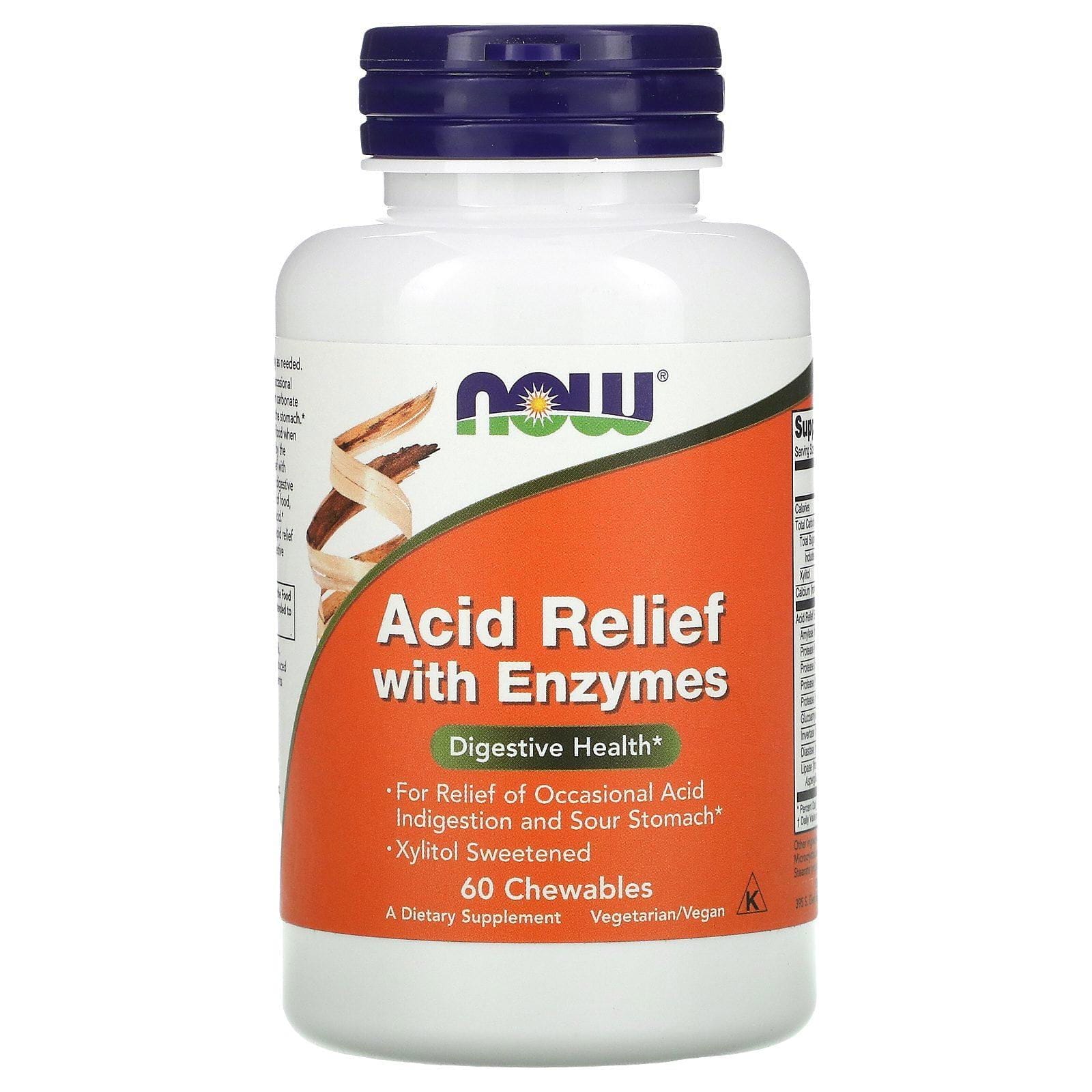 Now Foods, Acid Relief con Enzimas, 60 Tabletas Masticables