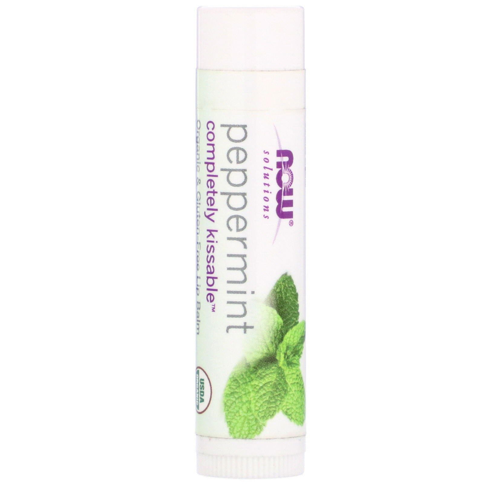 Now Foods, Solutions, Bálsamo labial Completely Kissable, Menta, 4,25 g (0,15 oz)