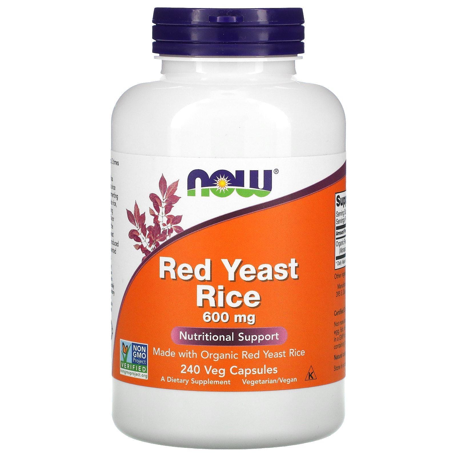Now Foods, Arroz de levadura roja, 600 mg, 240 cápsulas vegetales