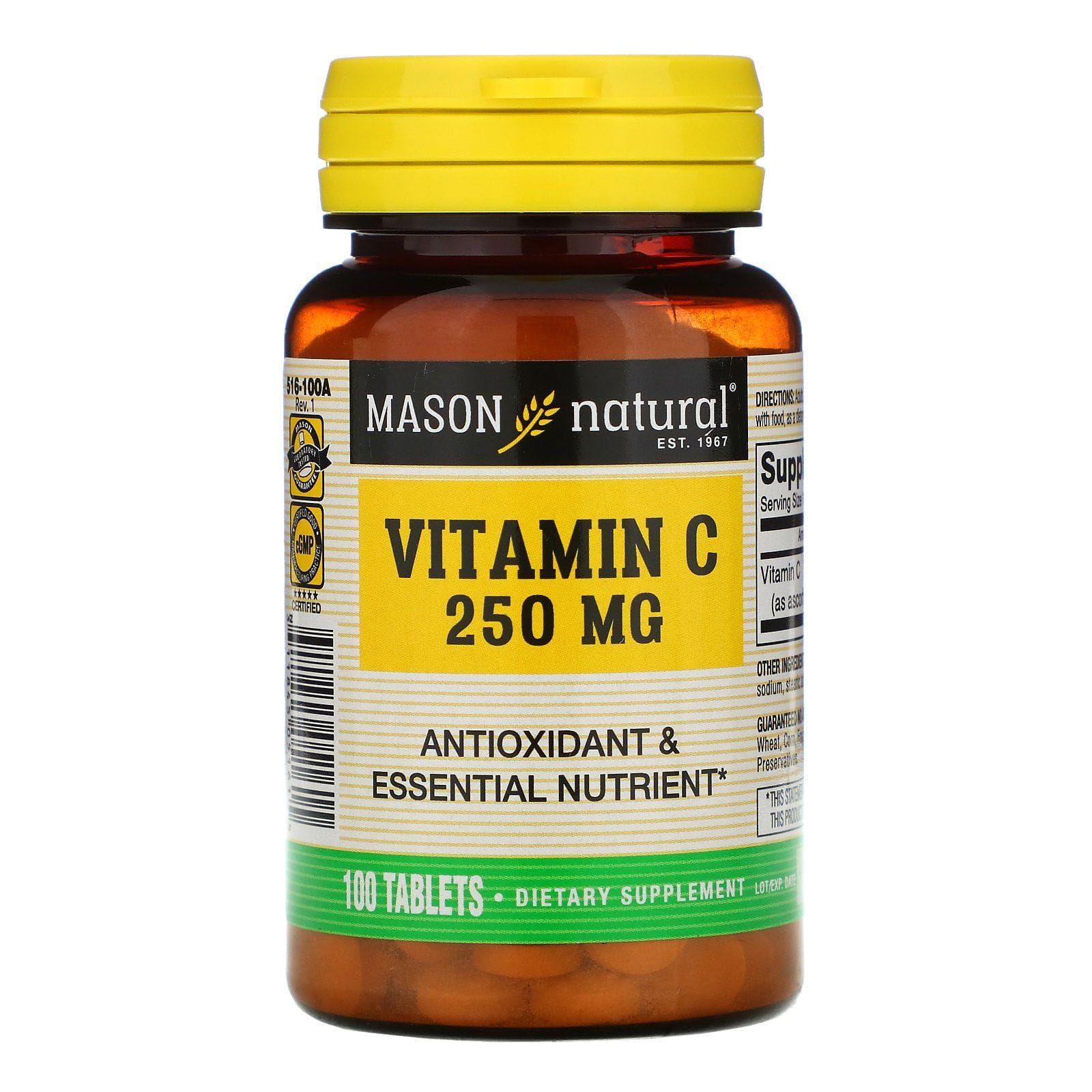 Mason Natural, Vitamina C, 250 mg, 100 comprimidos