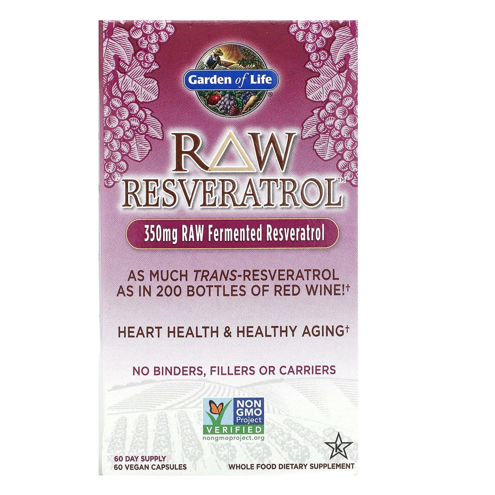 Garden of Life, RAW Resveratrol, 350 mg, 60 cápsulas veganas
