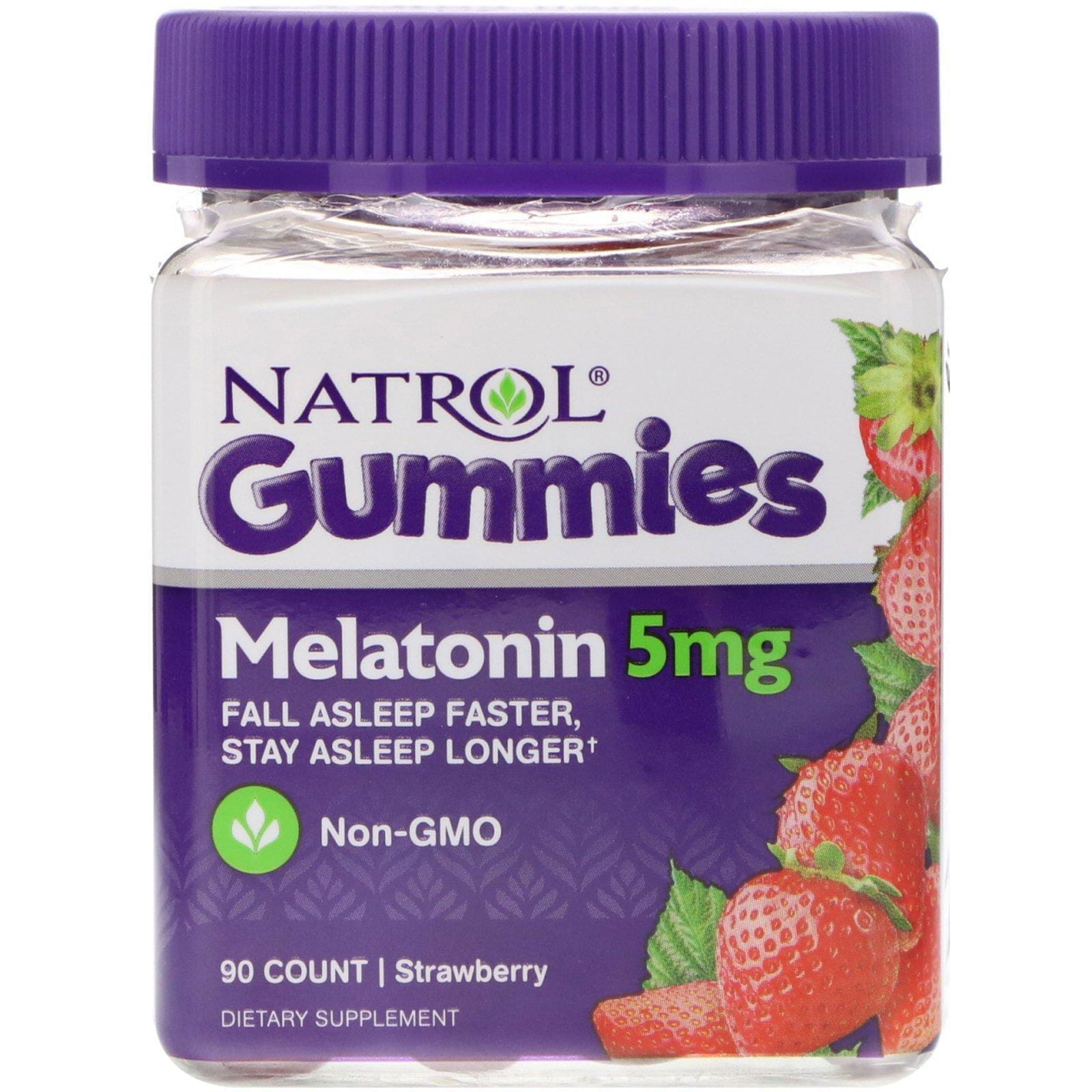 Natrol, Gomitas, melatonina, fresa, 5 mg, 90 unidades