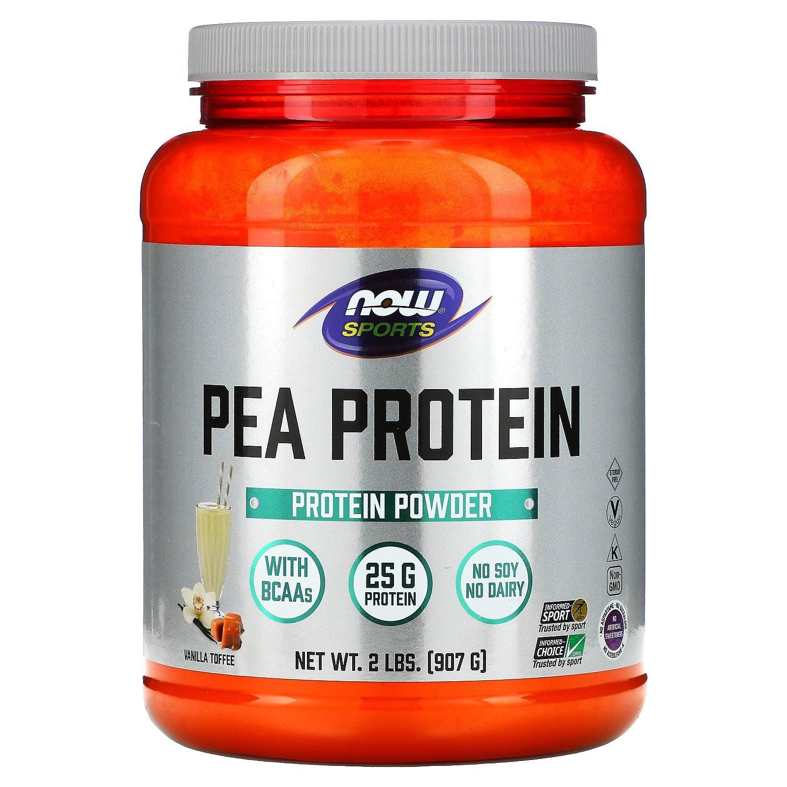 Now Foods, Sports, proteína de guisante, caramelo de vainilla, 2 lb (907 g)