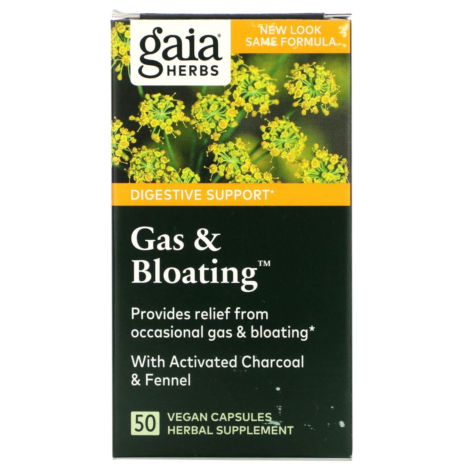 Gaia Herbs, Gas & Bloating, 50 cápsulas veganas