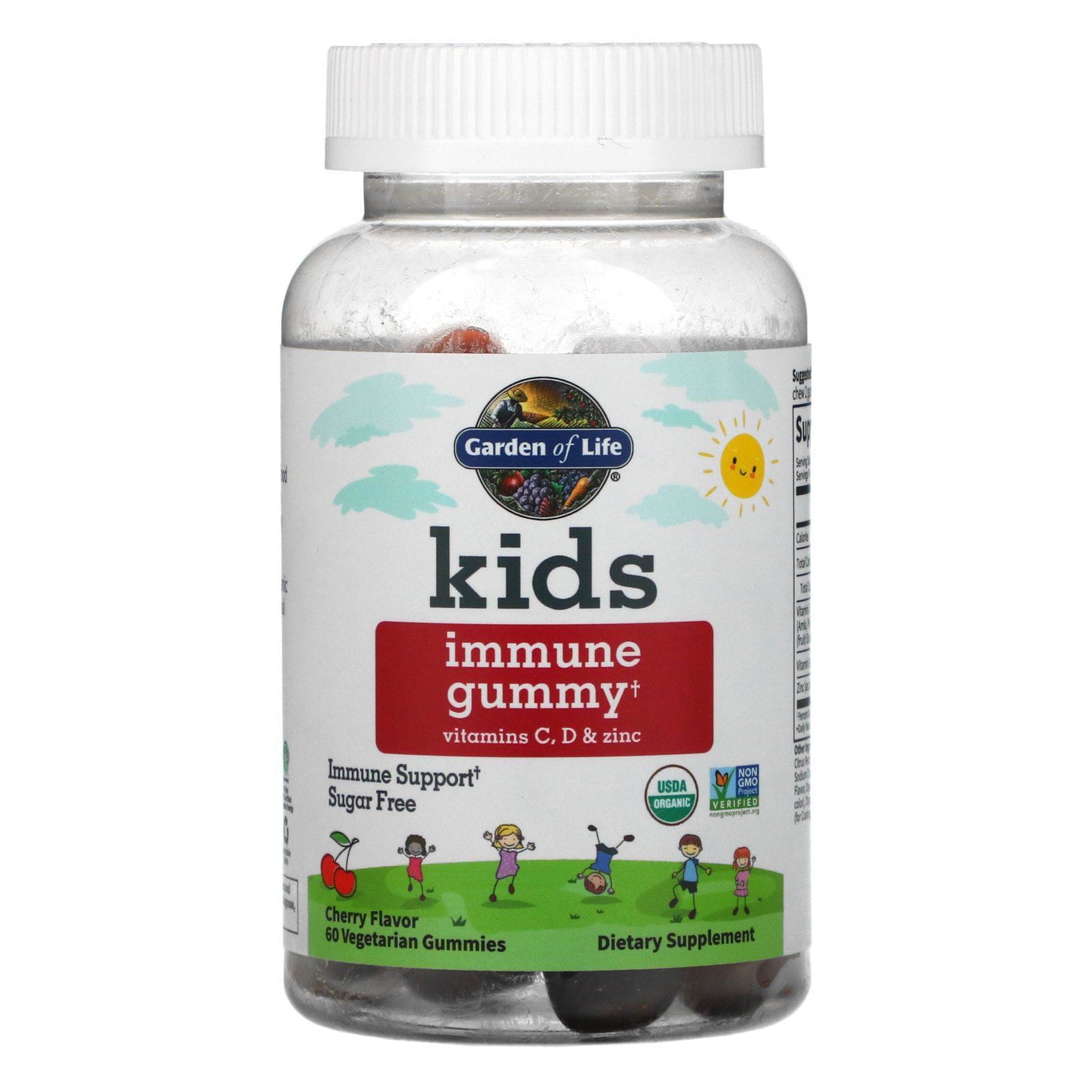 Garden of Life, Kid's Immune Gummy + Vitamin C, D & Zinc, Cherry , 60 Vegetarian Gummies