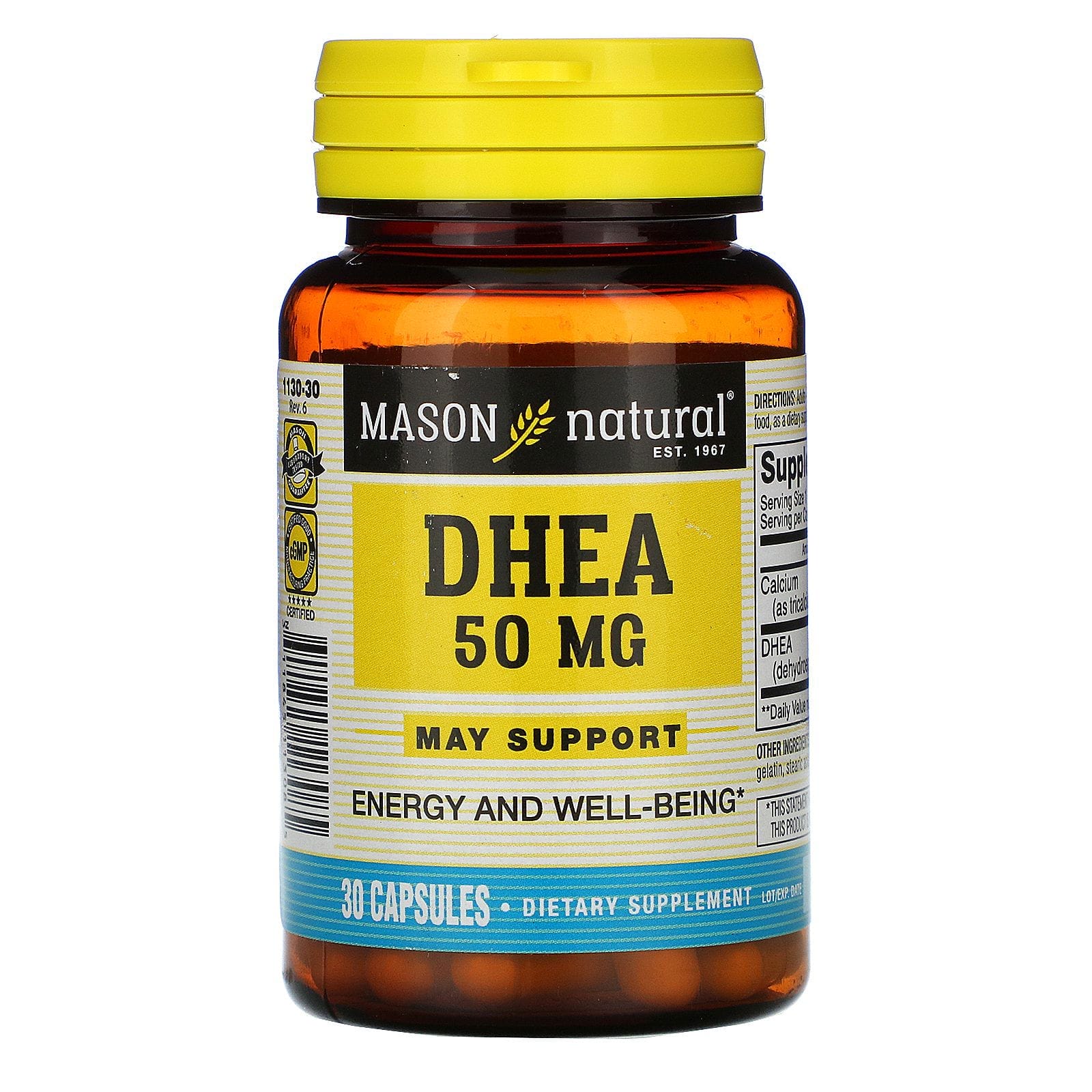 Mason Natural, DHEA, 50 mg, 30 cápsulas