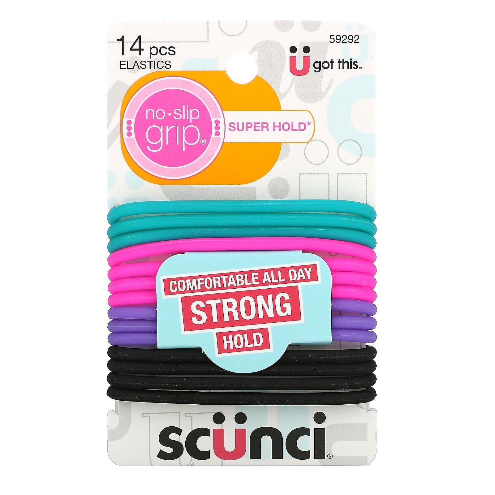 Scunci, Everyday & Active, No Slip Grip, Ligas elásticas antideslizantes con una fuerte sujeción, 14 unidades