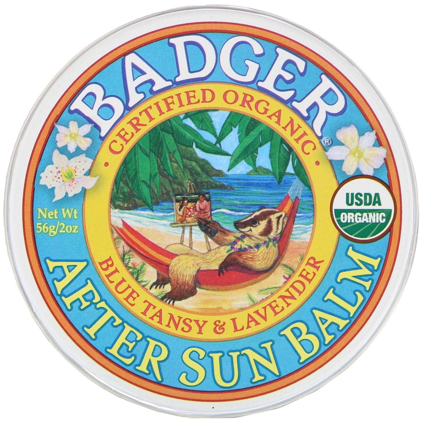Badger Company, Bálsamo orgánico post solar, azul tansy y lavanda, 2 oz (56 g)