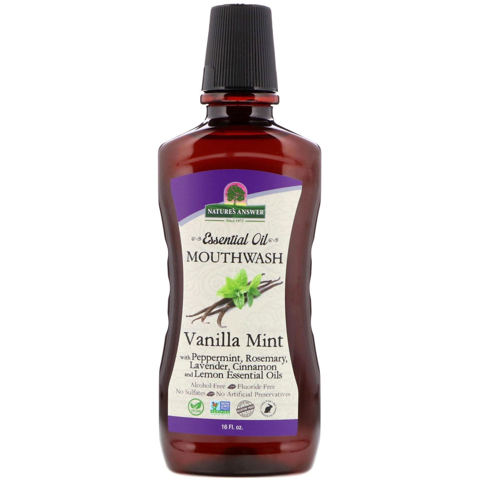 Nature's Answer, Enjuague bucal de aceite esencial, menta vainilla, 16 fl oz