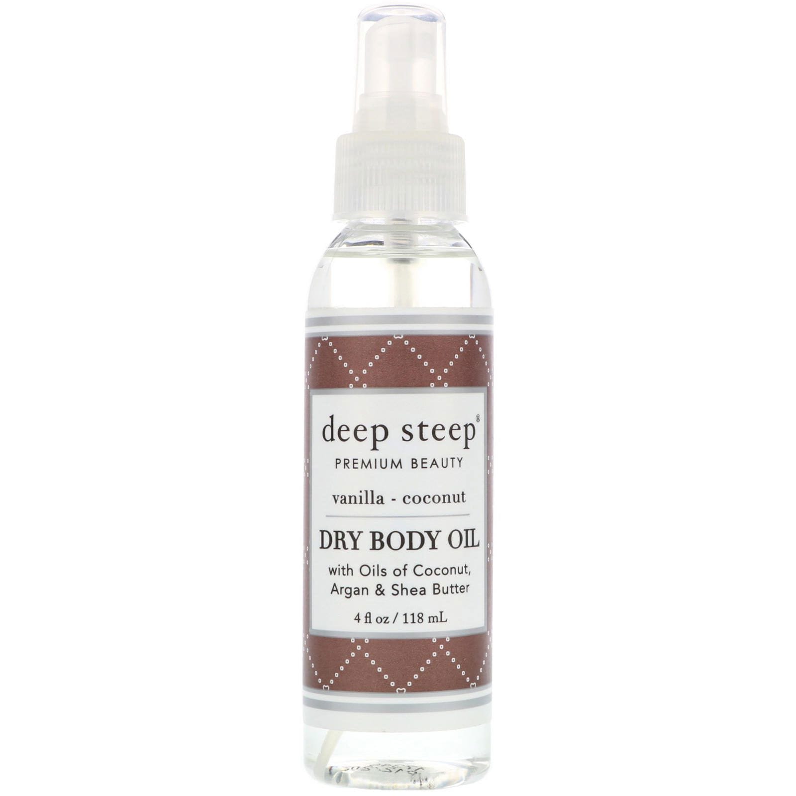 Deep Steep, Aceite seco para cuerpo, vainilla y coco, 4 fl. Oz (118 ml)