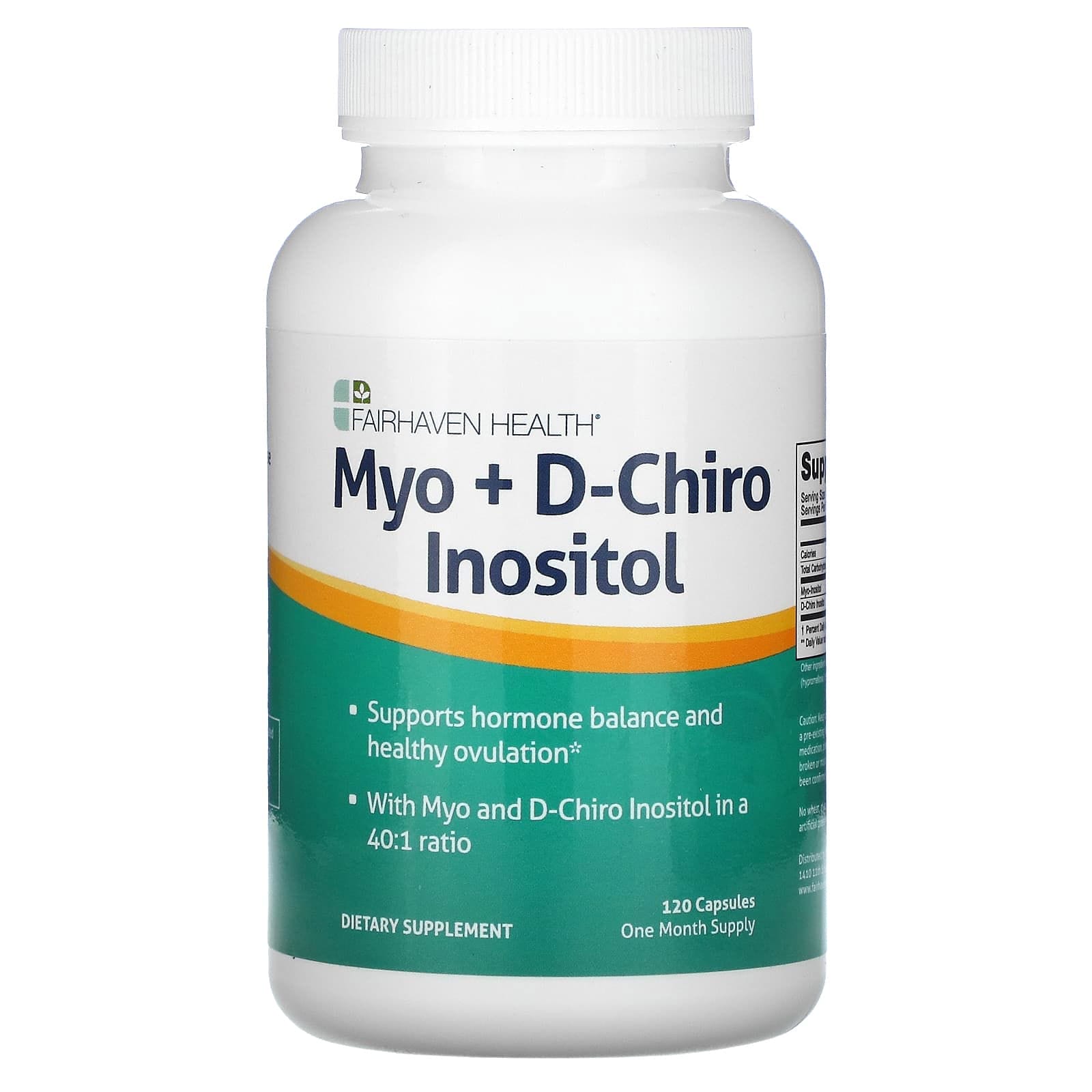 Fairhaven Health, Mioinositol más D-quiroinositol, 120 cápsulas