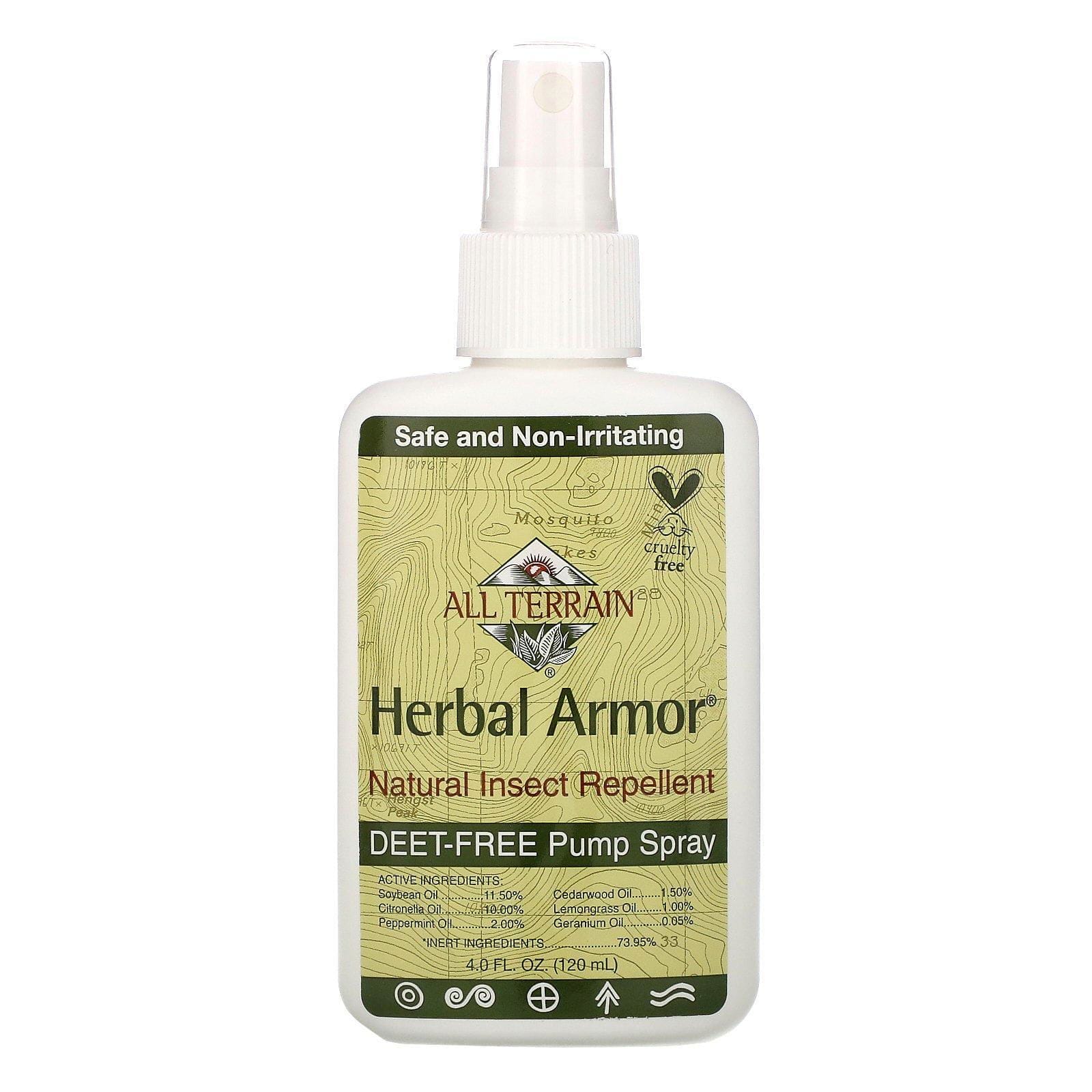 All Terrain, Herbal Armor, Spray con dispensador repelente de insectos natural sin DEET, 120 ml (4 oz. líq.)