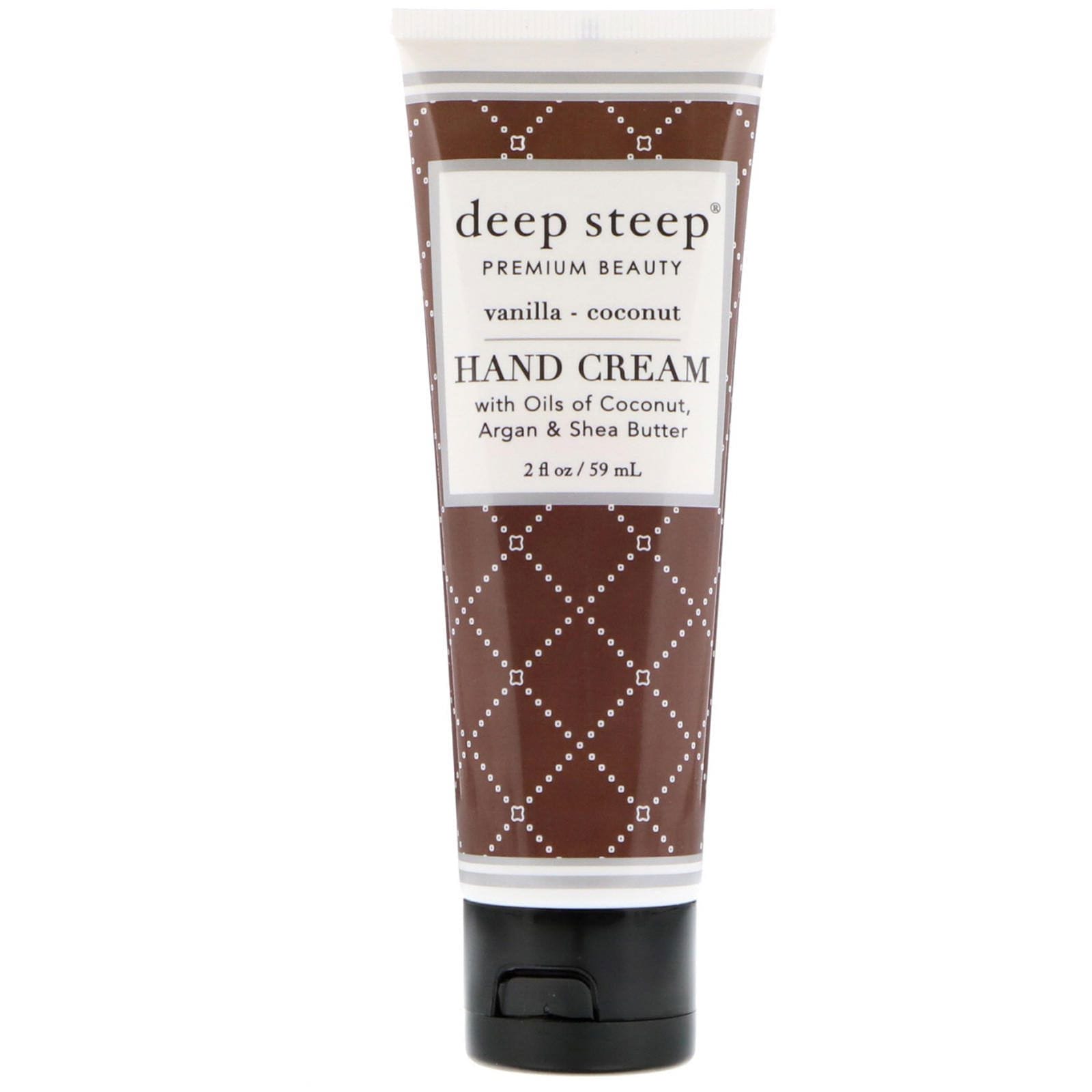 Deep Steep, Crema para manos, vainilla - coco, 2 fl oz (59 ml)