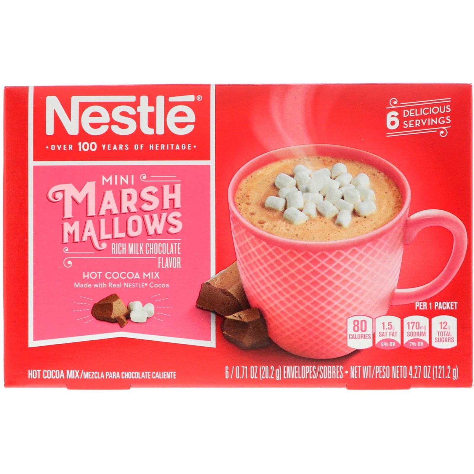 Nestle Hot Cocoa Mix, Mini Nubes, Mezcla de Chocolate Caliente, 6 Sobres, 0.71 oz (20.2 g) Each