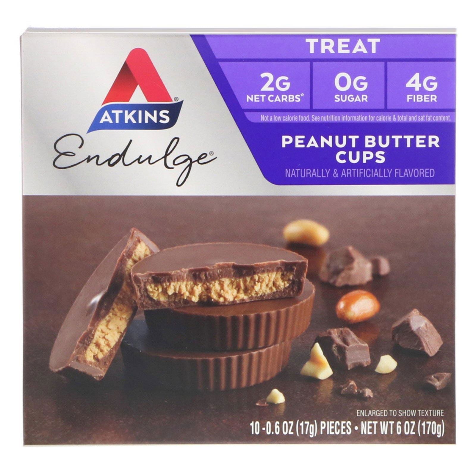 Atkins, Endulge, Tazas de mantequilla de maní, 5 Paquetes, 1,2 oz (34 g) Cada uno