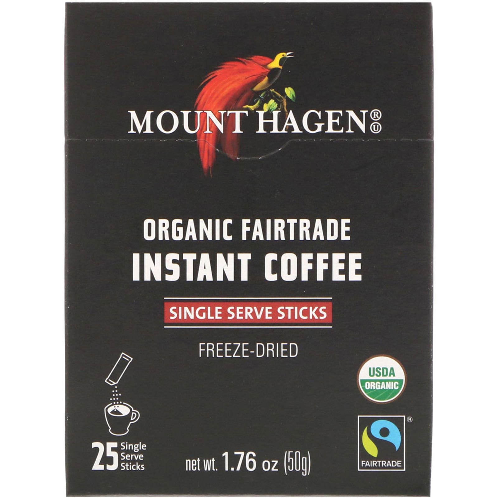 Mount Hagen, Café instantáneo orgánico de comercio justo, 25 sobres individuales, 1.76 oz (50 g)
