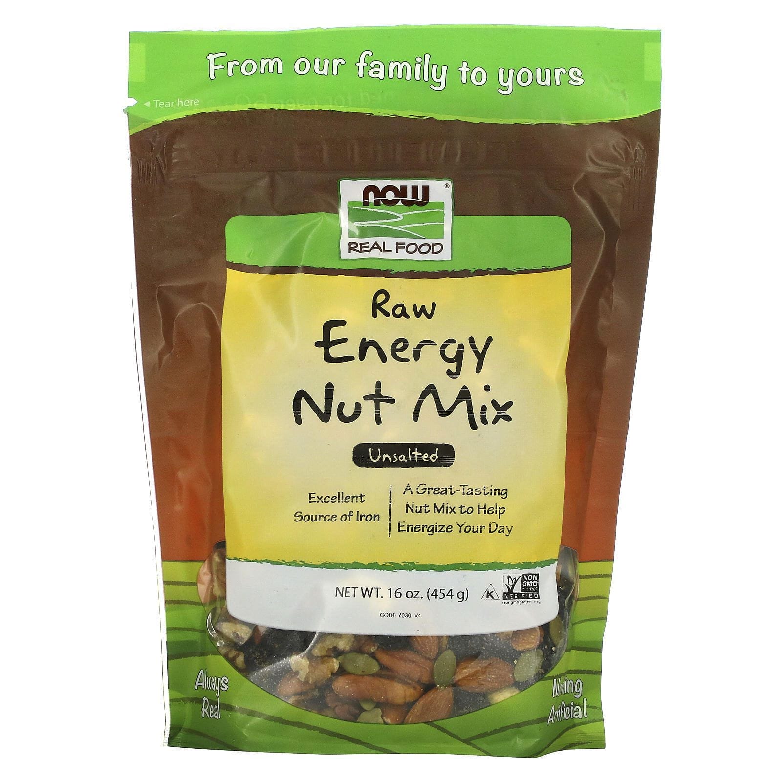 Now Foods, Real Food, Raw Energy Nut Mix, sin sal, 16 onzas (454 gramos)