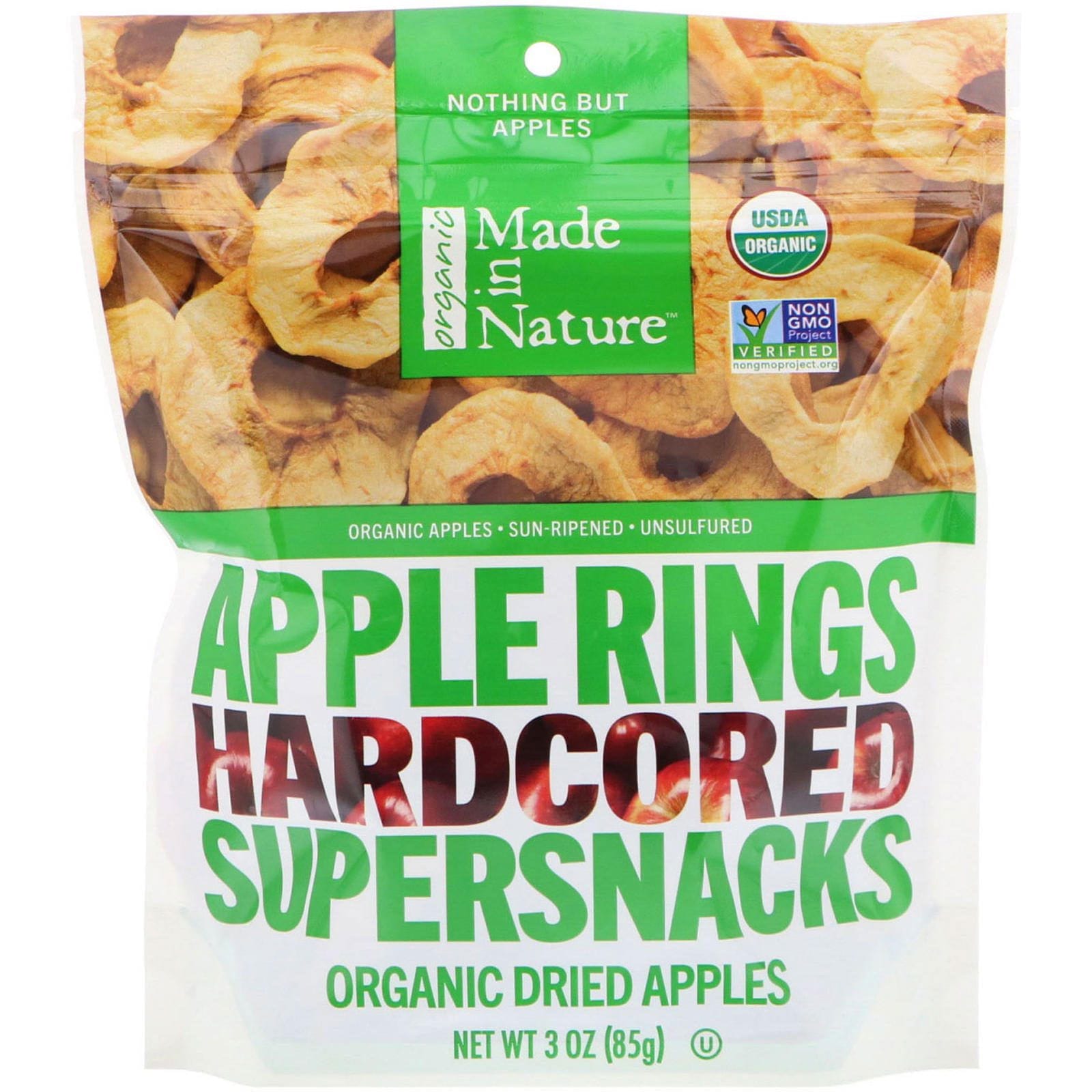 Made in Nature, Orgánicos, aros de manzana, superrefrigerios optimizados, 3 oz (85 g)